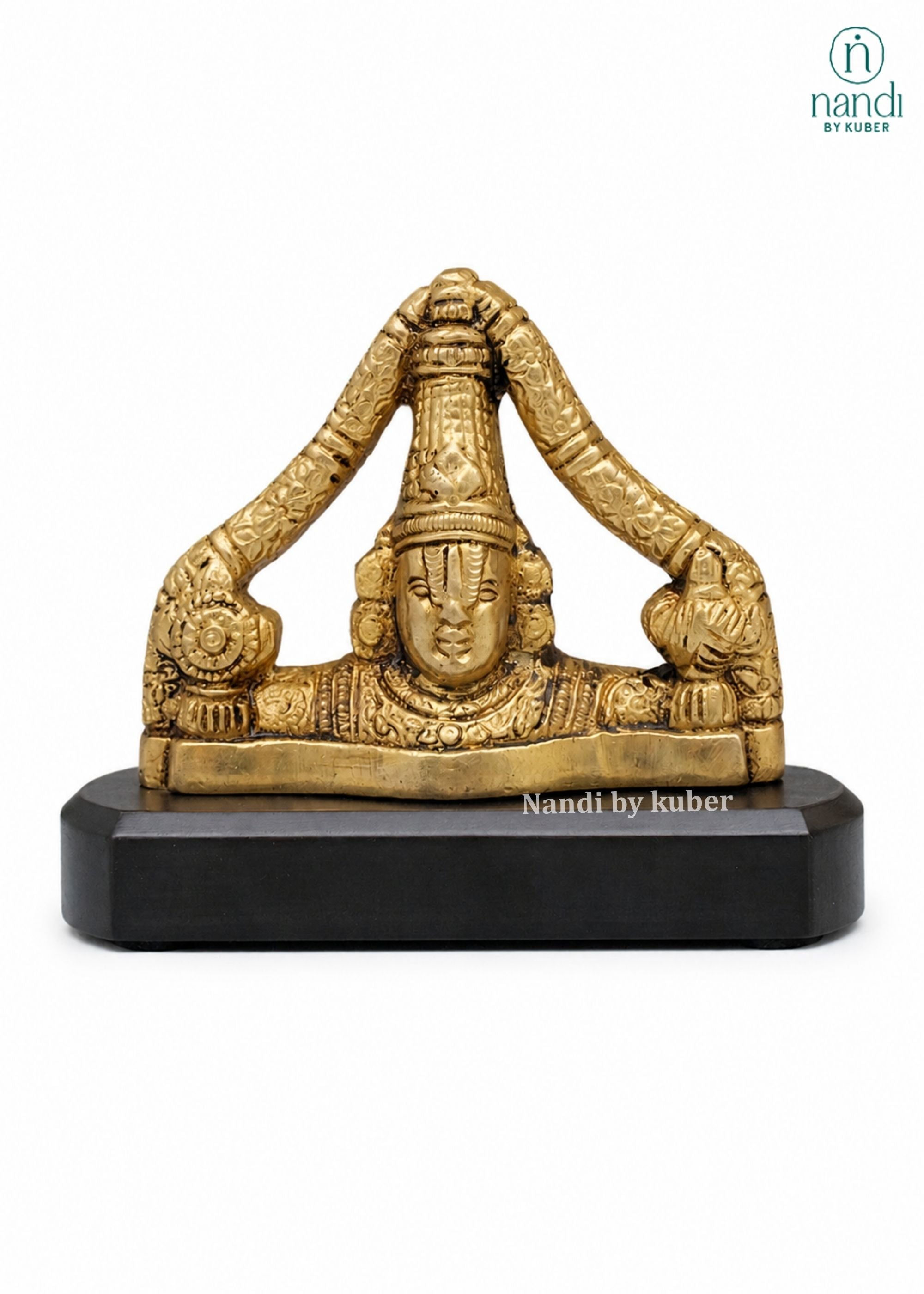 Brass Balaji Bust with Base - front view