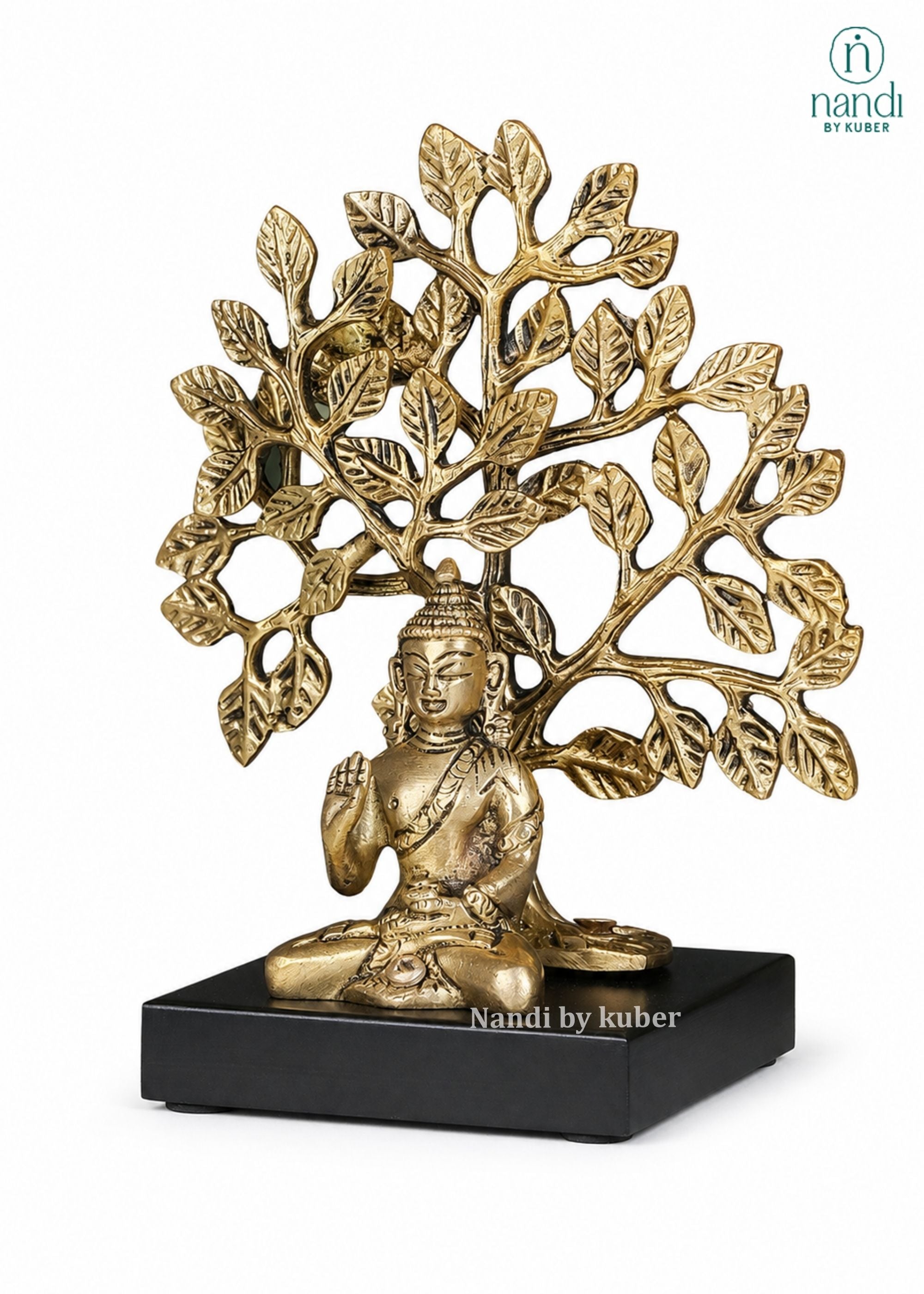 Brass Buddha With Bodhi Tree - lifestyle view