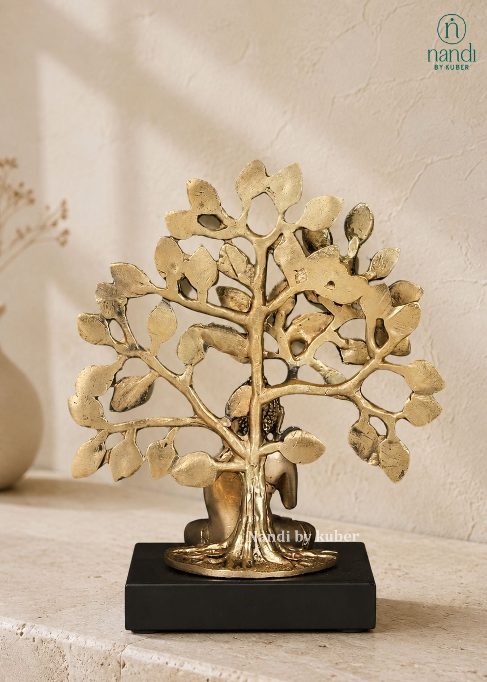 Brass Buddha With Bodhi Tree - additional view