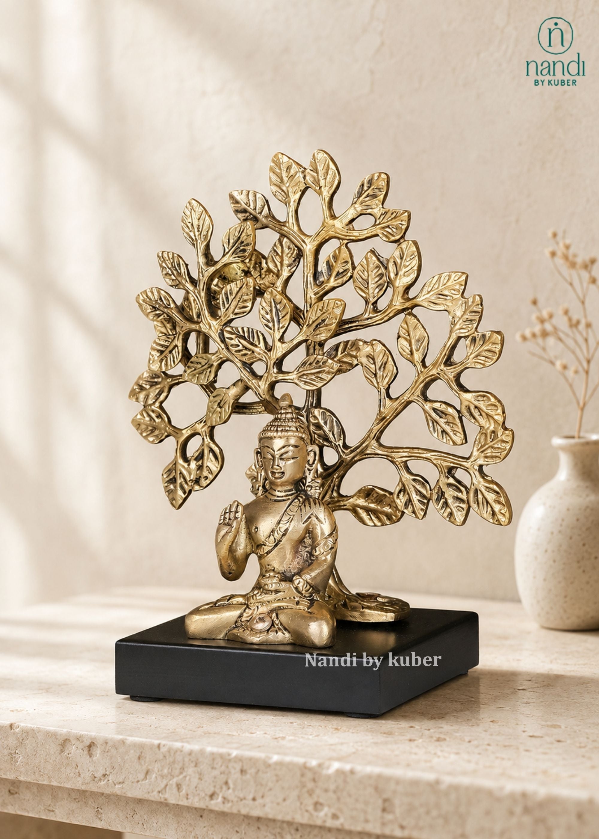Brass Buddha With Bodhi Tree - additional view 2