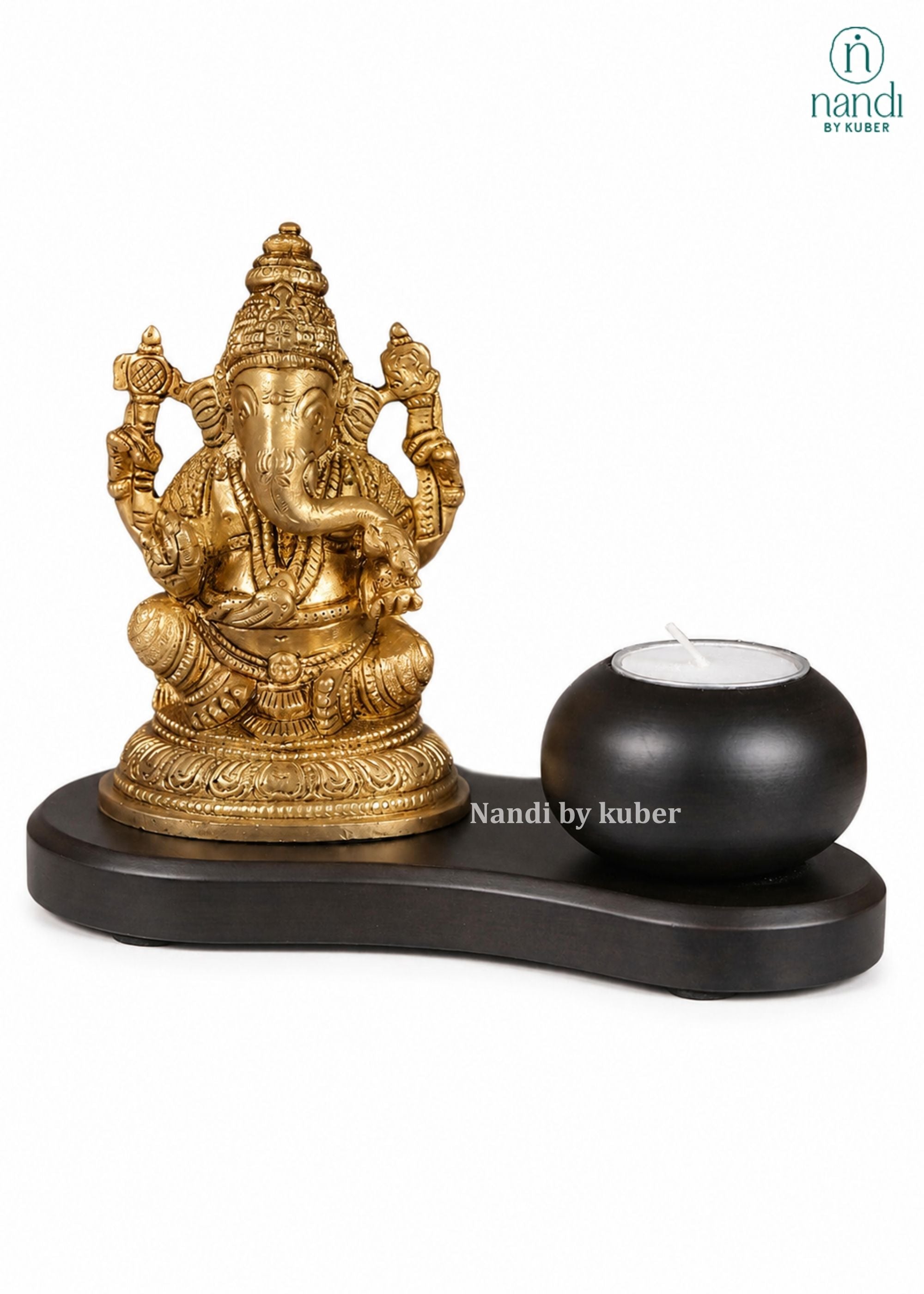 Brass Ganesha with T-Lite - front view