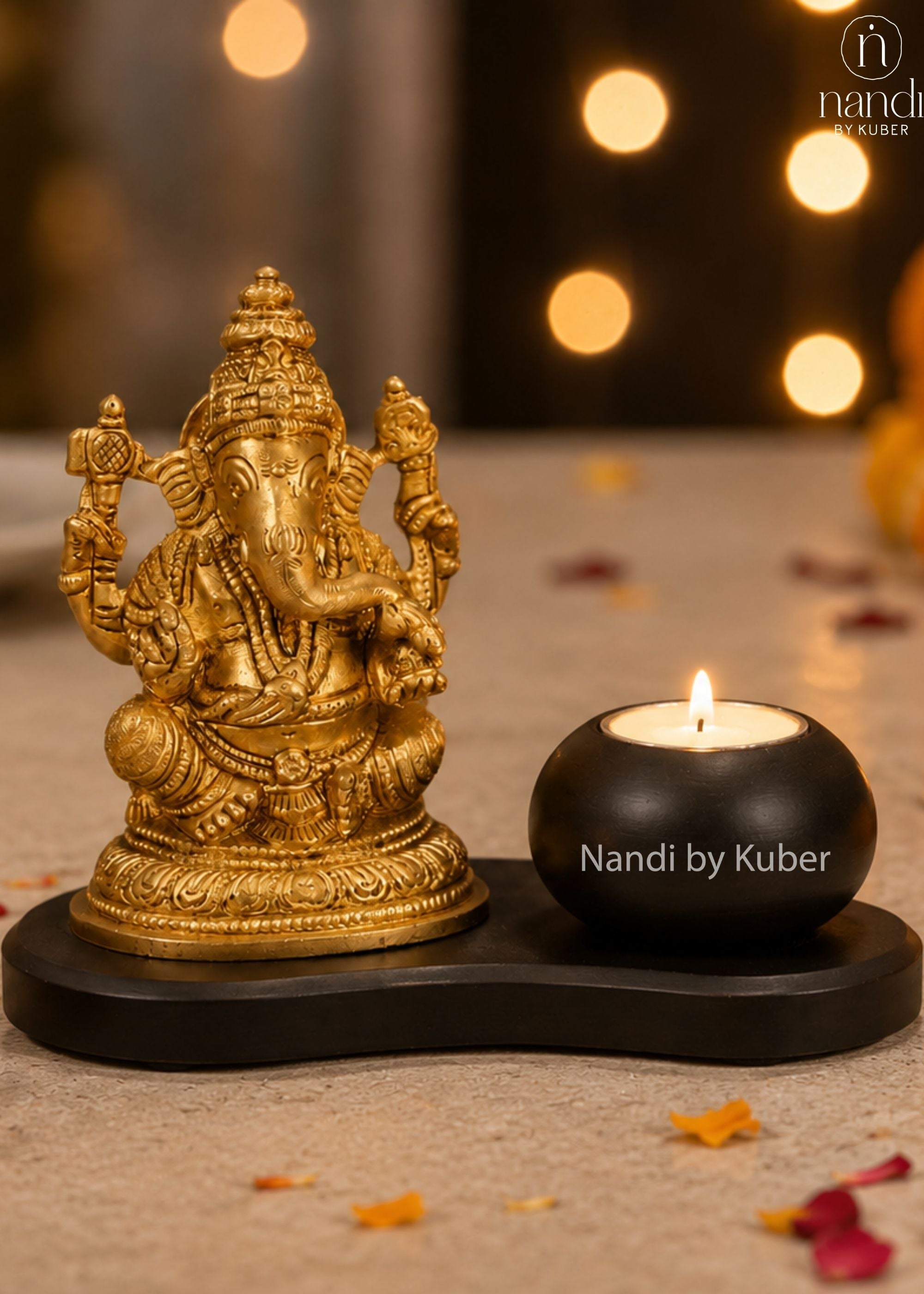 Brass Ganesha with T-Lite - additional view