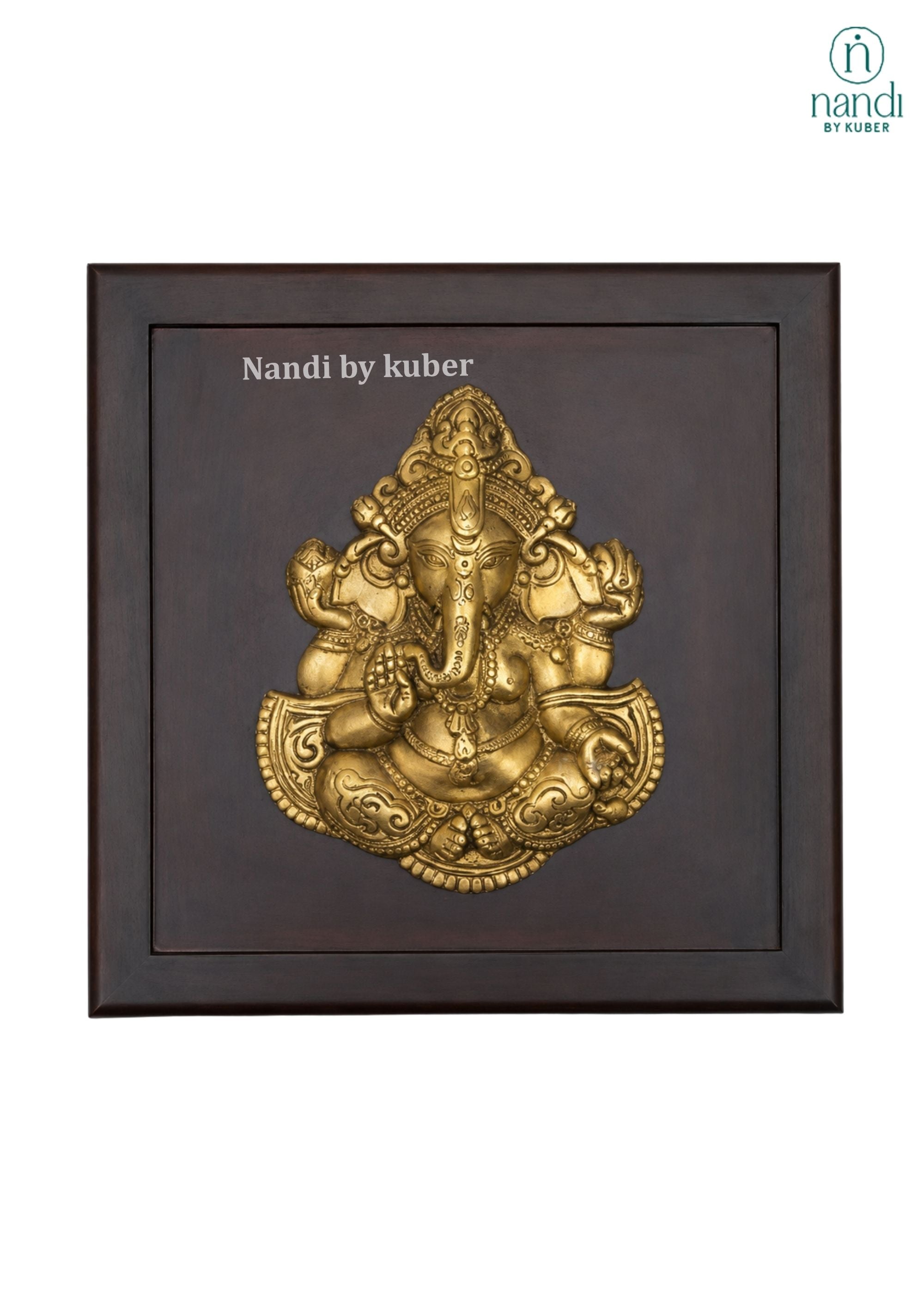 Brass Ganesha With Frame - front view