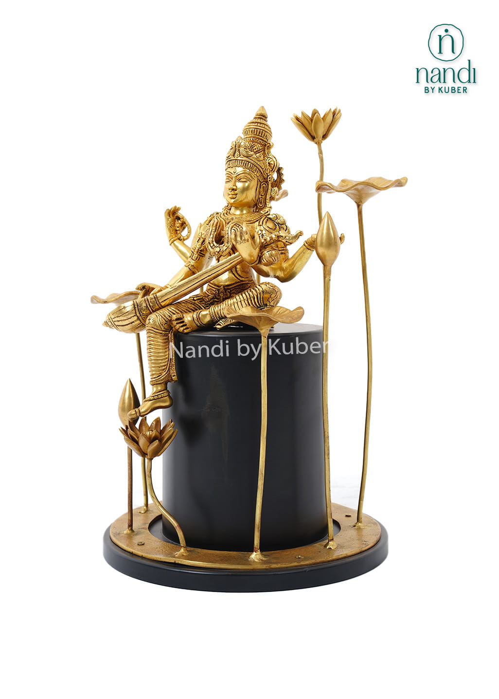 Brass Saraswati with Flower