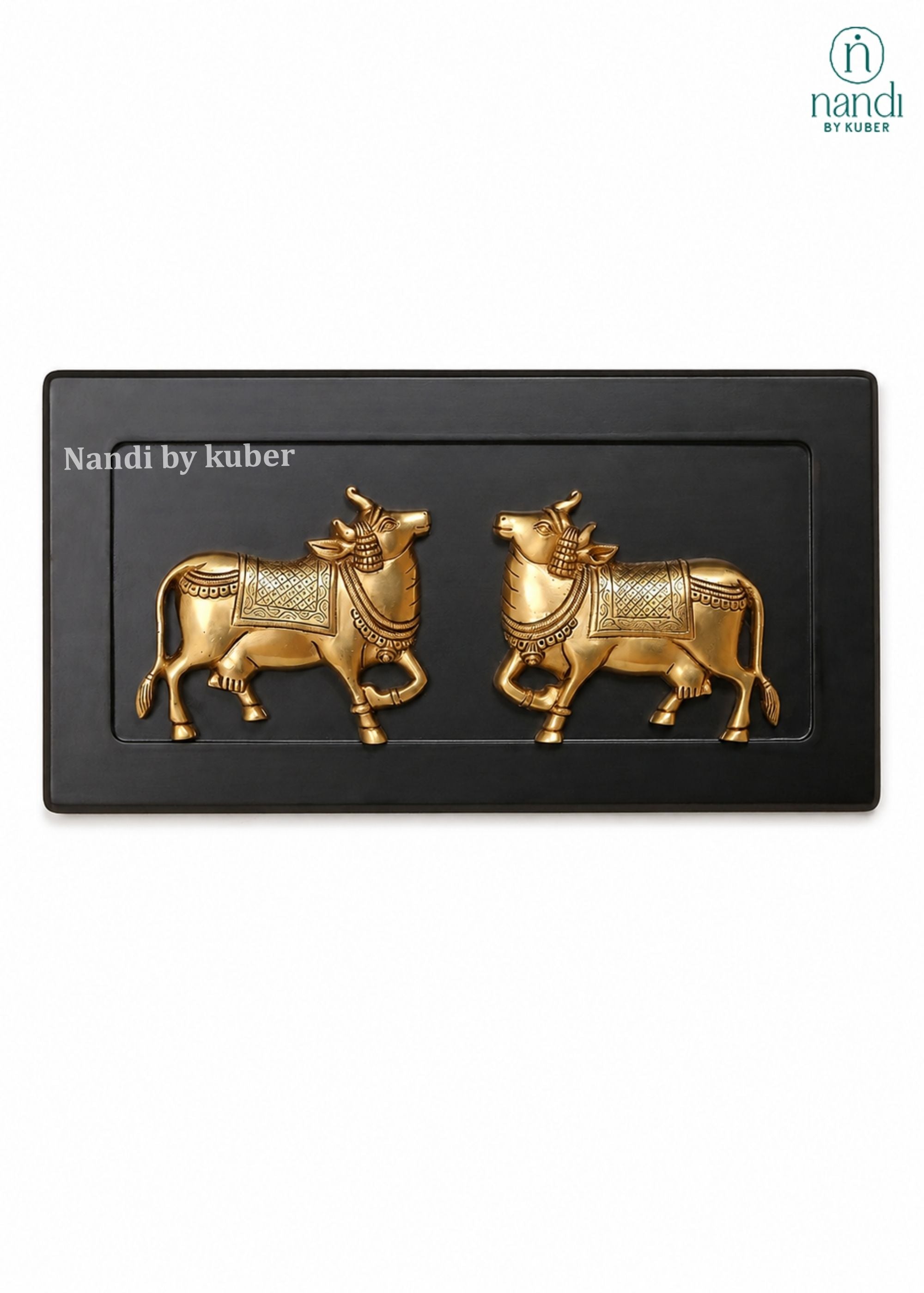 Brass Cow Pair With Frame - front view