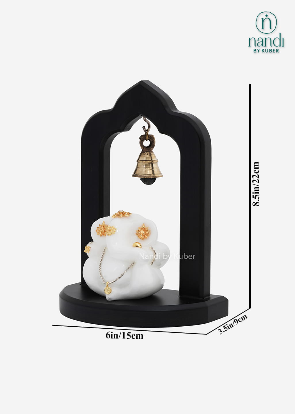 Marble Ganesha Wooden Frame with Bell
