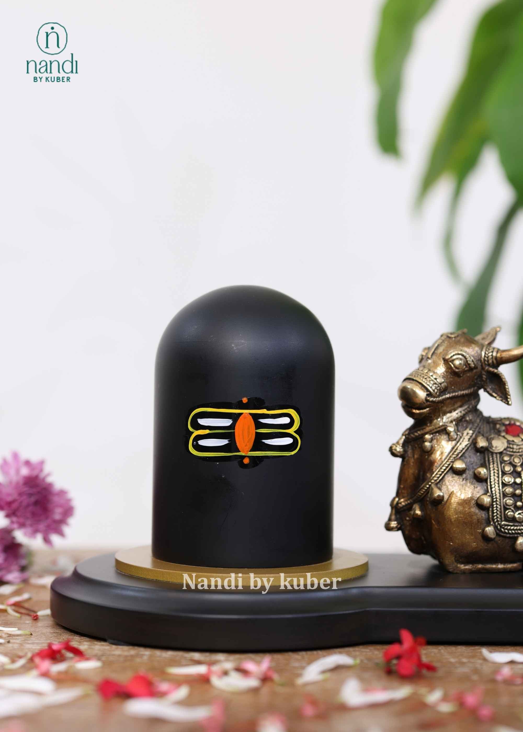 Brass Nandi with Shivling on Base - lifestyle view
