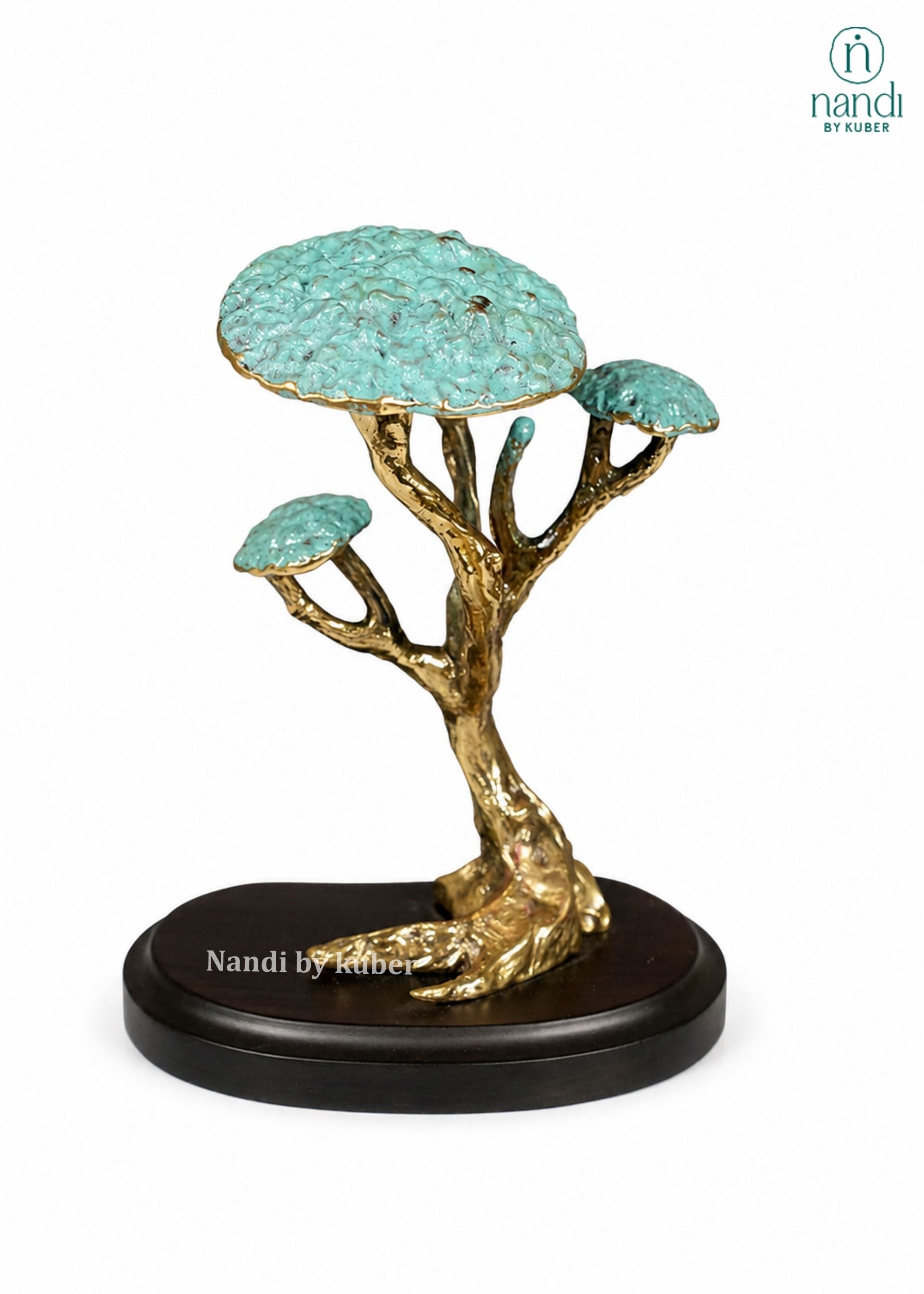 Brass Tree with Wooden base - detail view