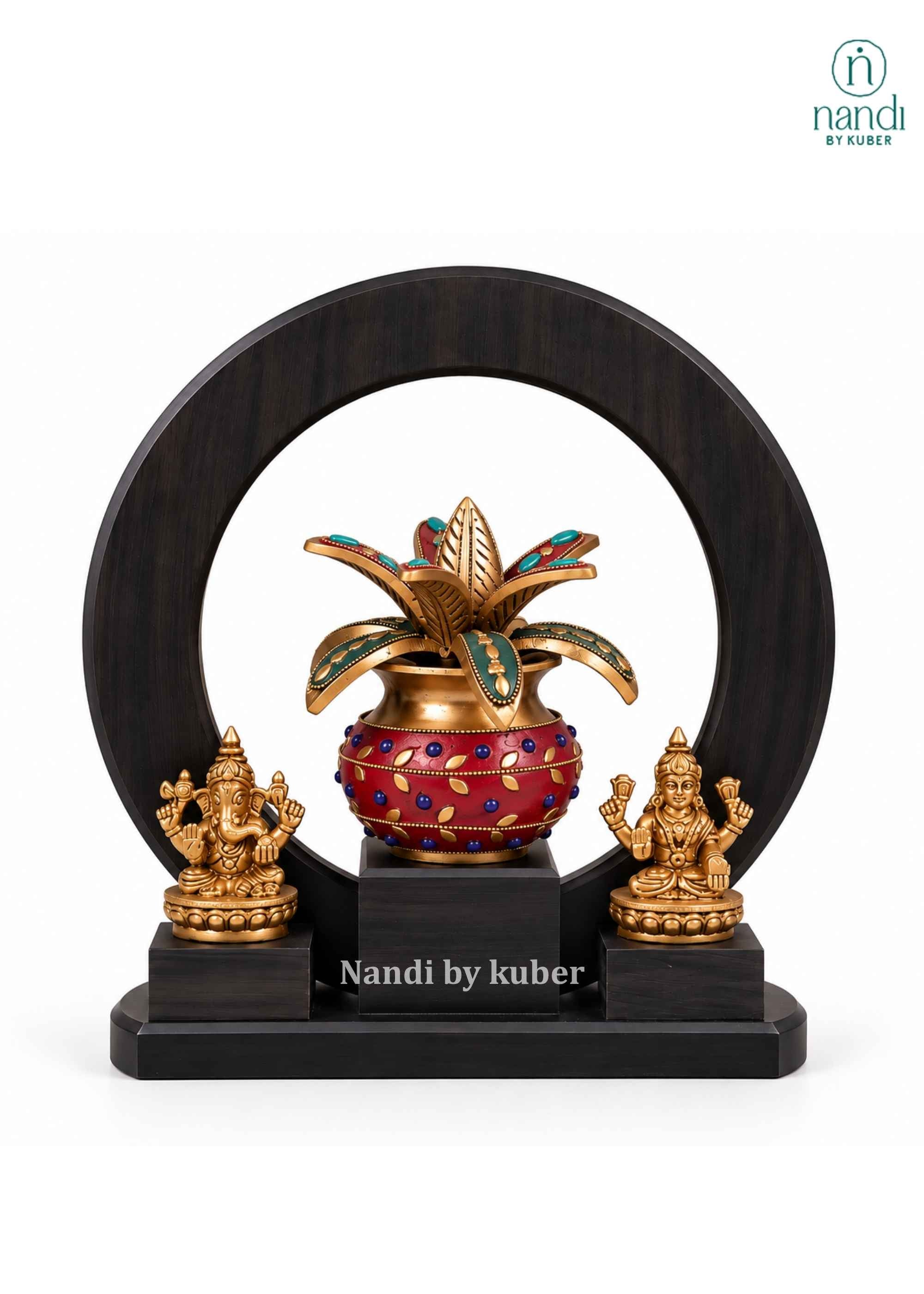 Brass Mangal Kalash With Ganesh Laxmi - front