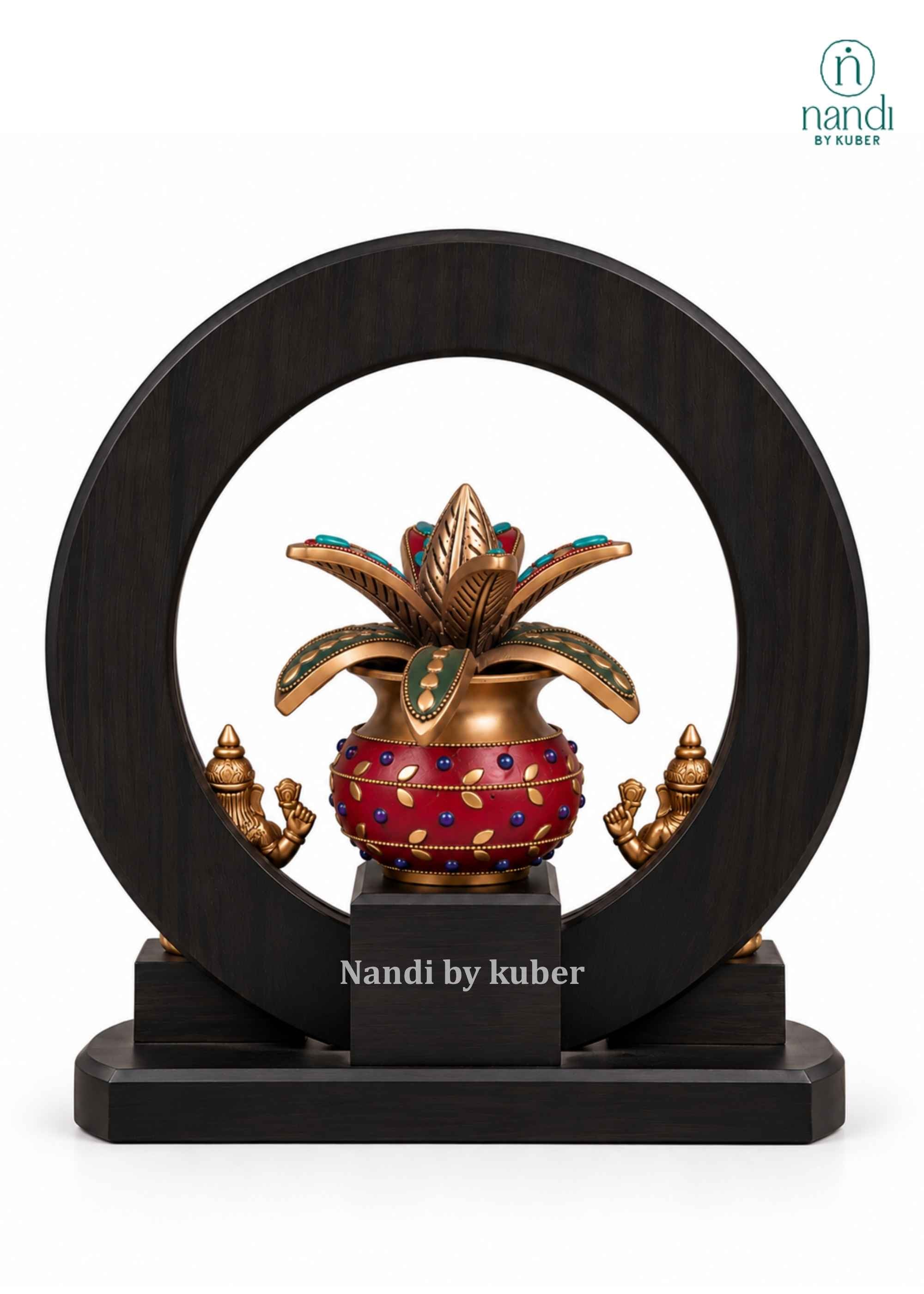 Brass Mangal Kalash With Ganesh Laxmi - angle 3