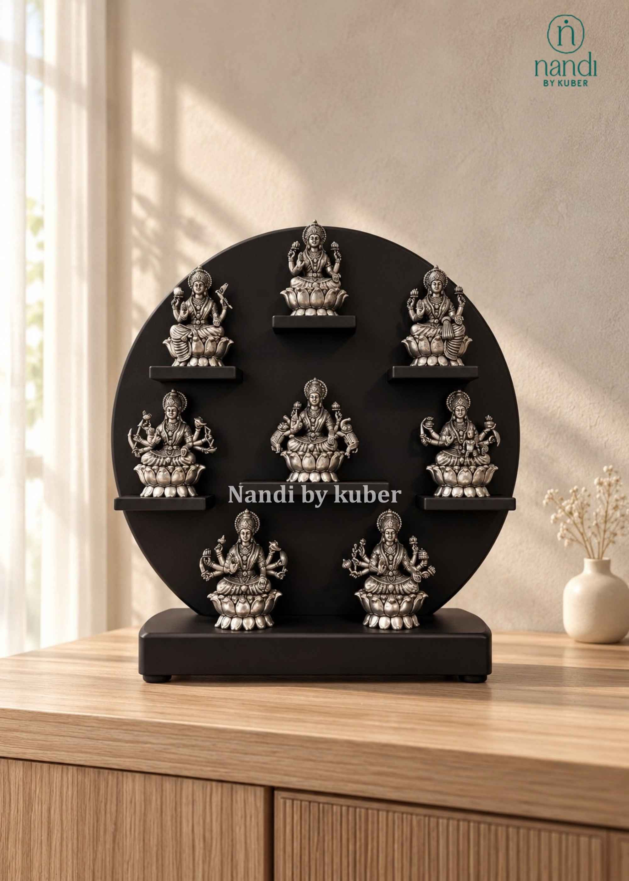 Brass Asth Laxmi Round Frame