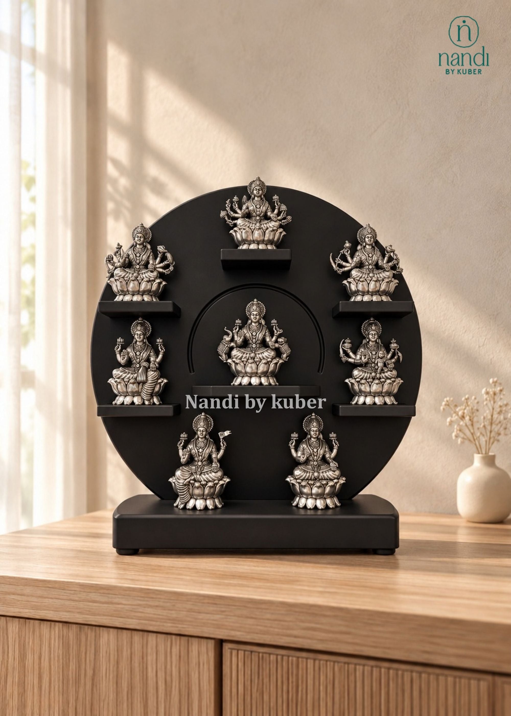 Brass Asth Laxmi Round Frame