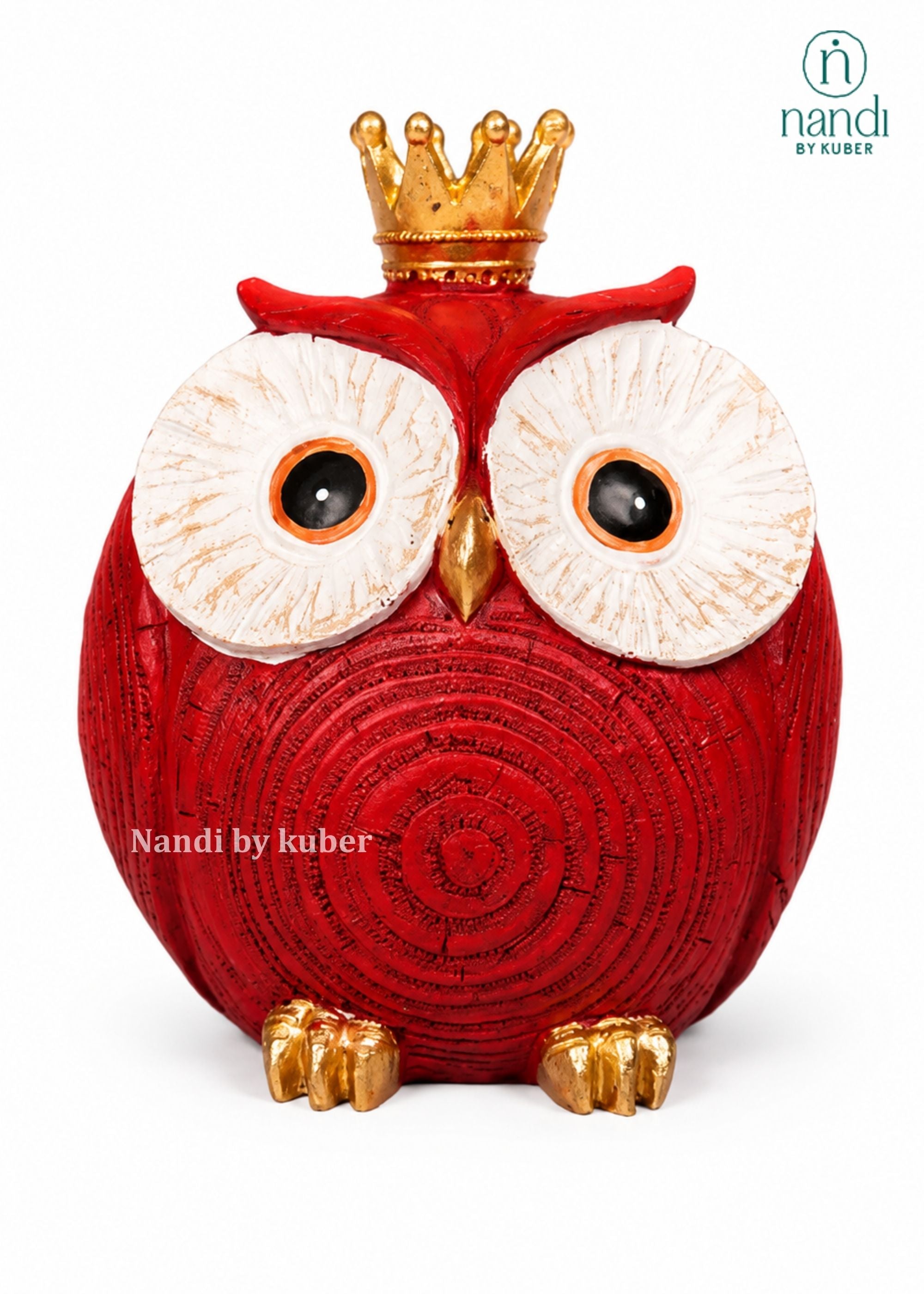 Resin Owl with Crown - side view