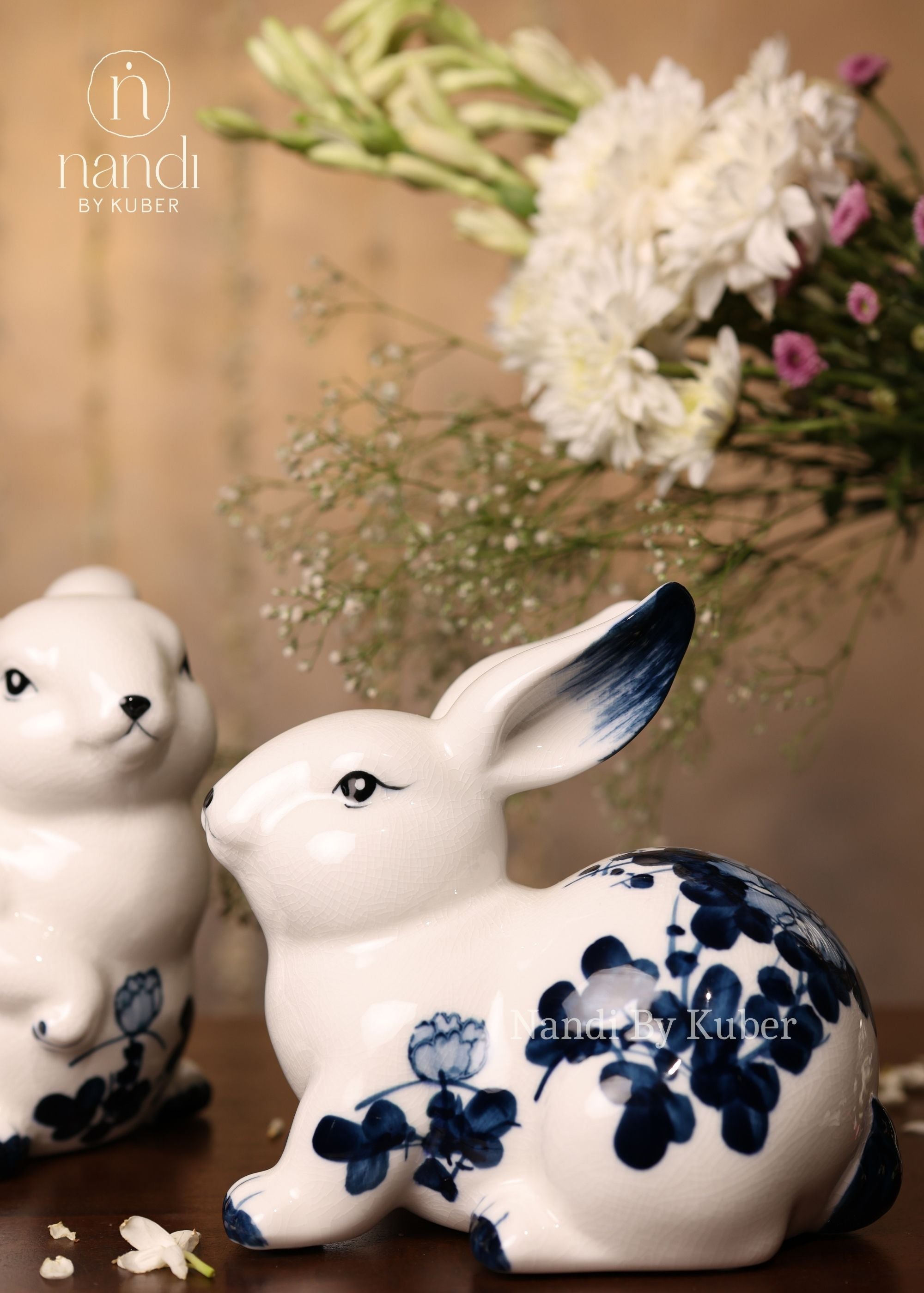 Ceramic Rabbit Set of 2 - side view