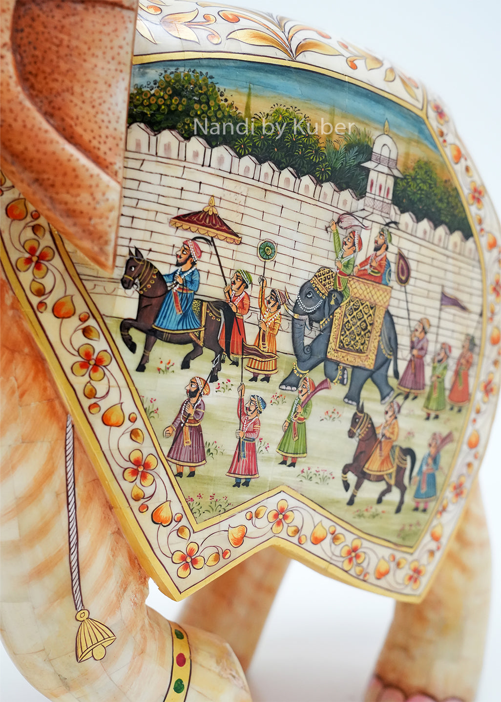 Bone Elephant Up Trunk Miniature Hand Painting