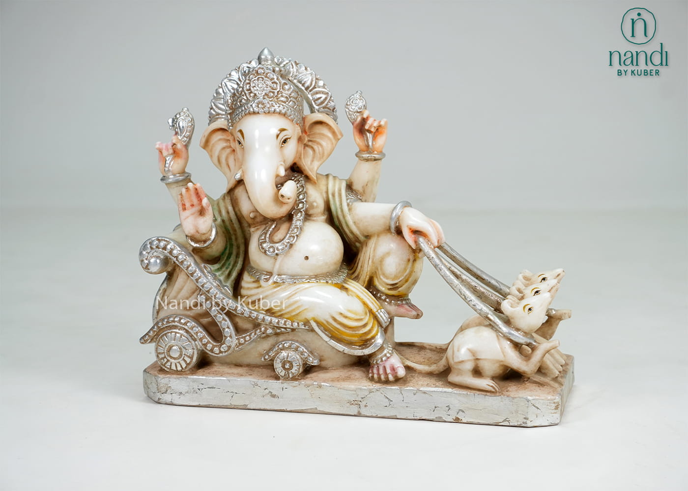 Marble Ganesha On Rat Rath