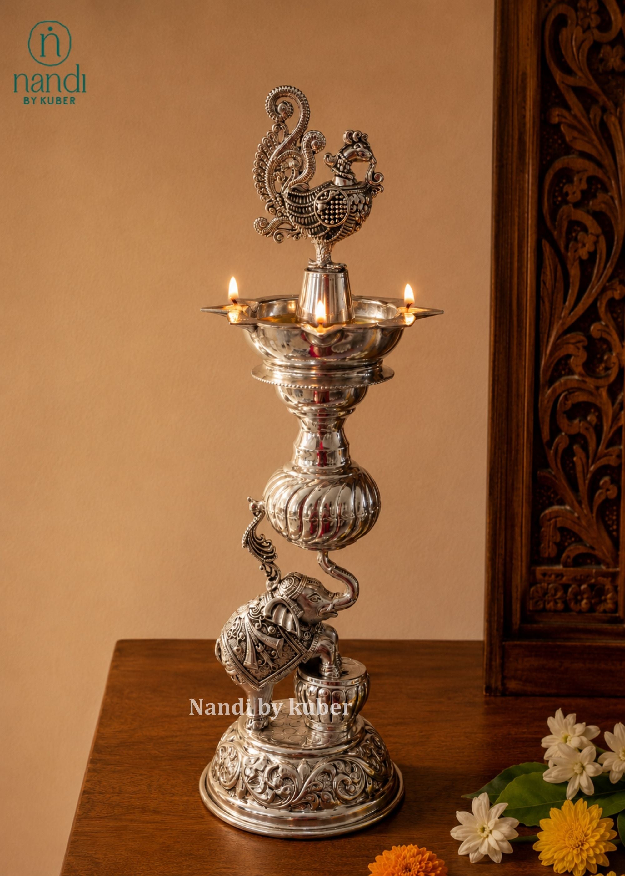 Metal Elephant Lamp - front view