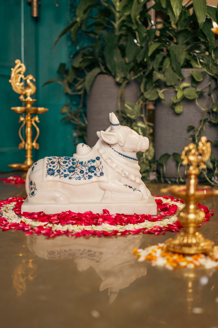 Marble Inlay Nandi Sitting