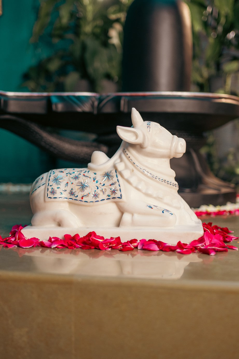Marble Inlay Nandi Sitting