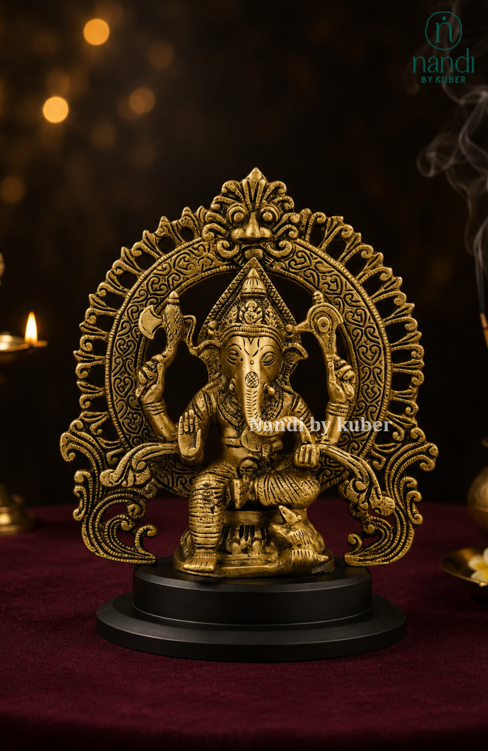 Brass Ganesha Arch with Base