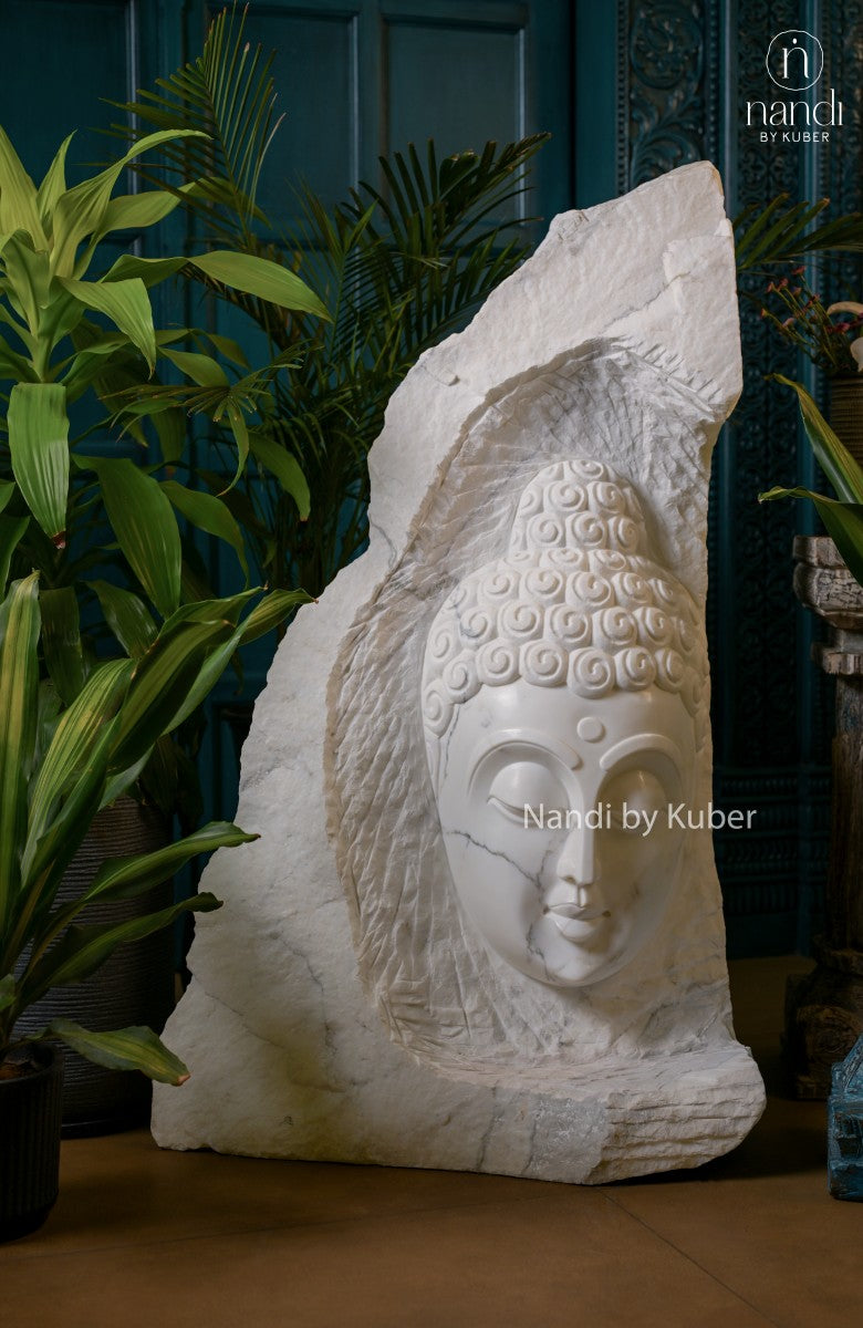 Marble Natural Raw Stone Buddha Face