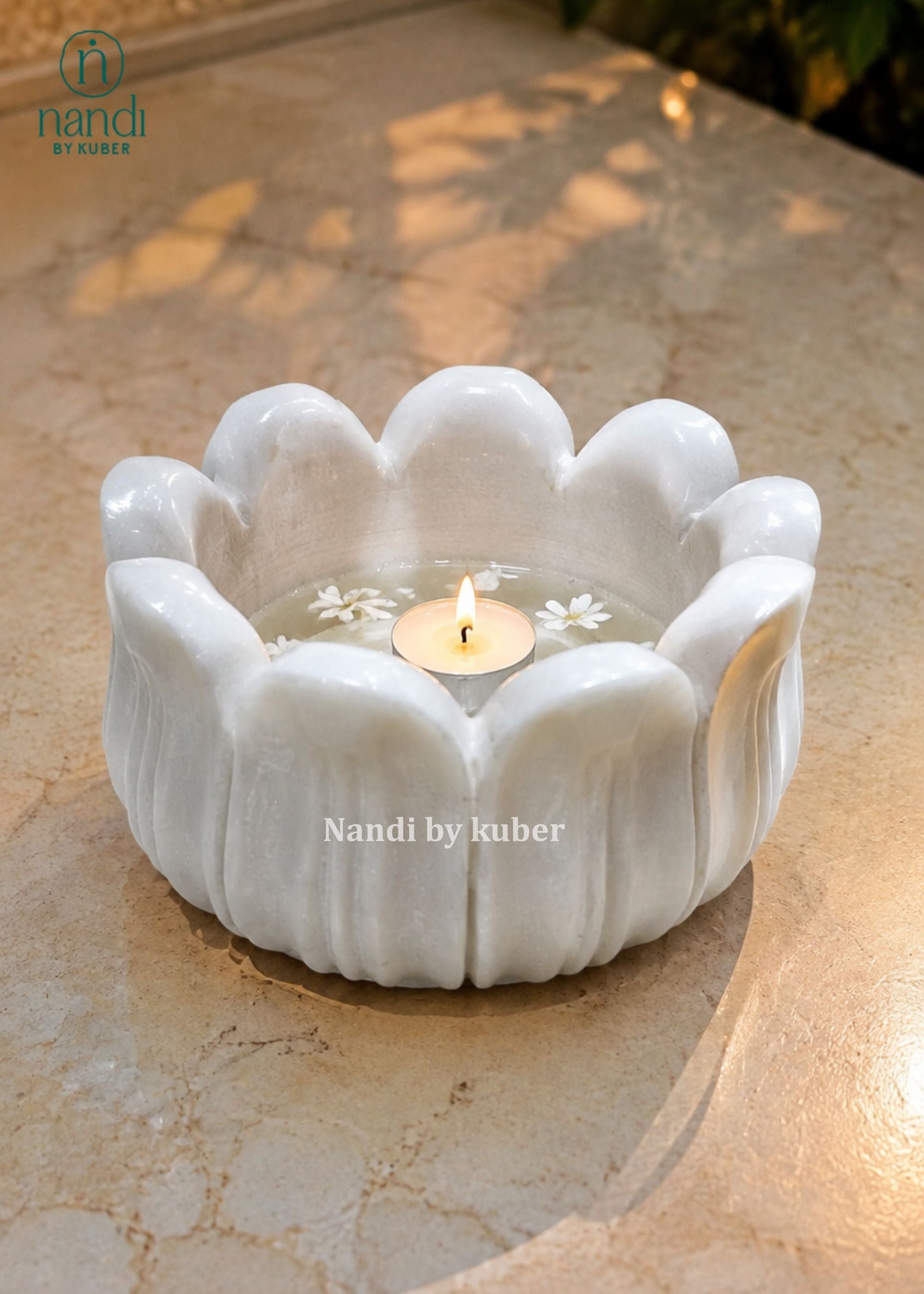 Marble Lotus Bowl - front view