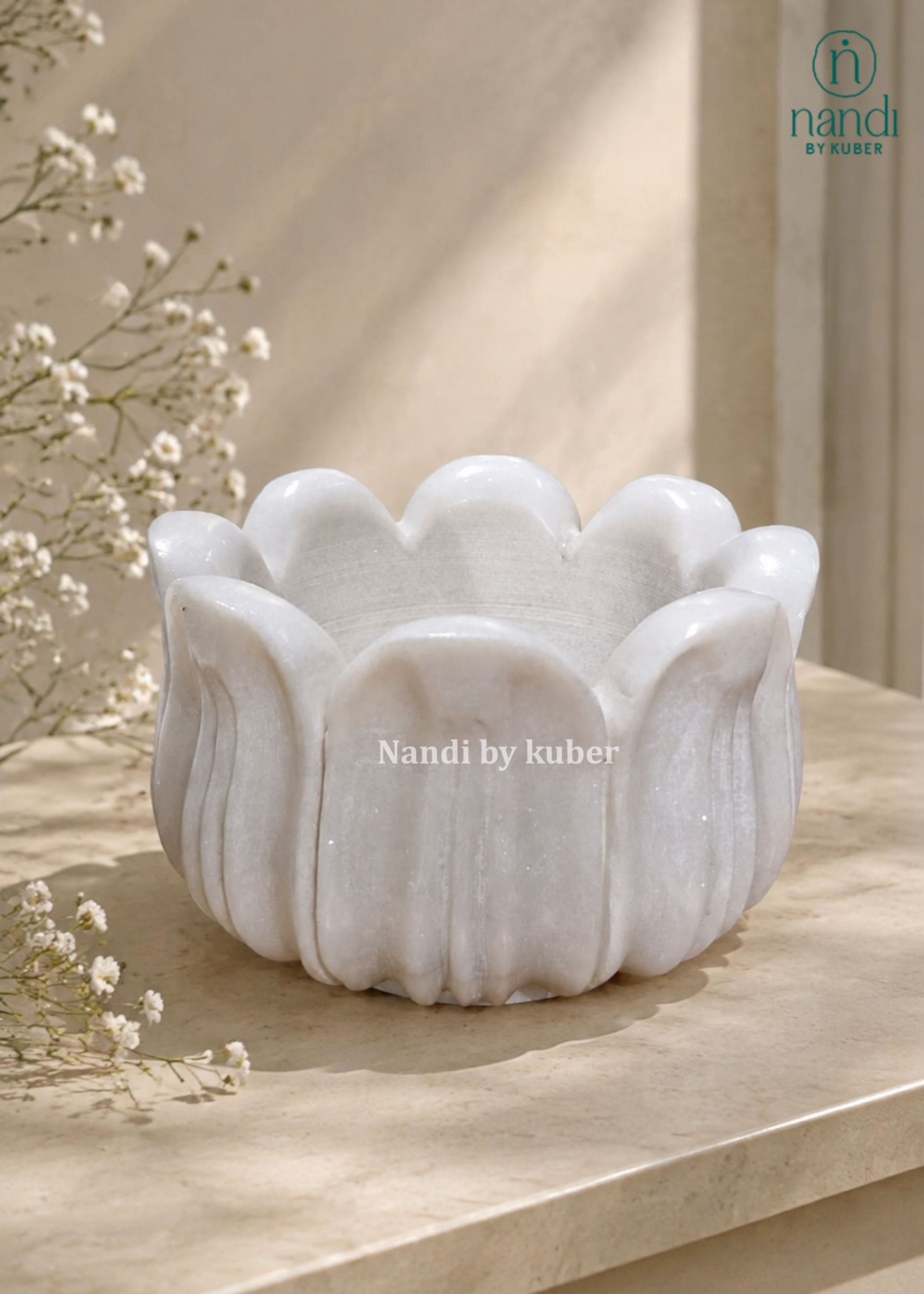 Marble Lotus Bowl - side view