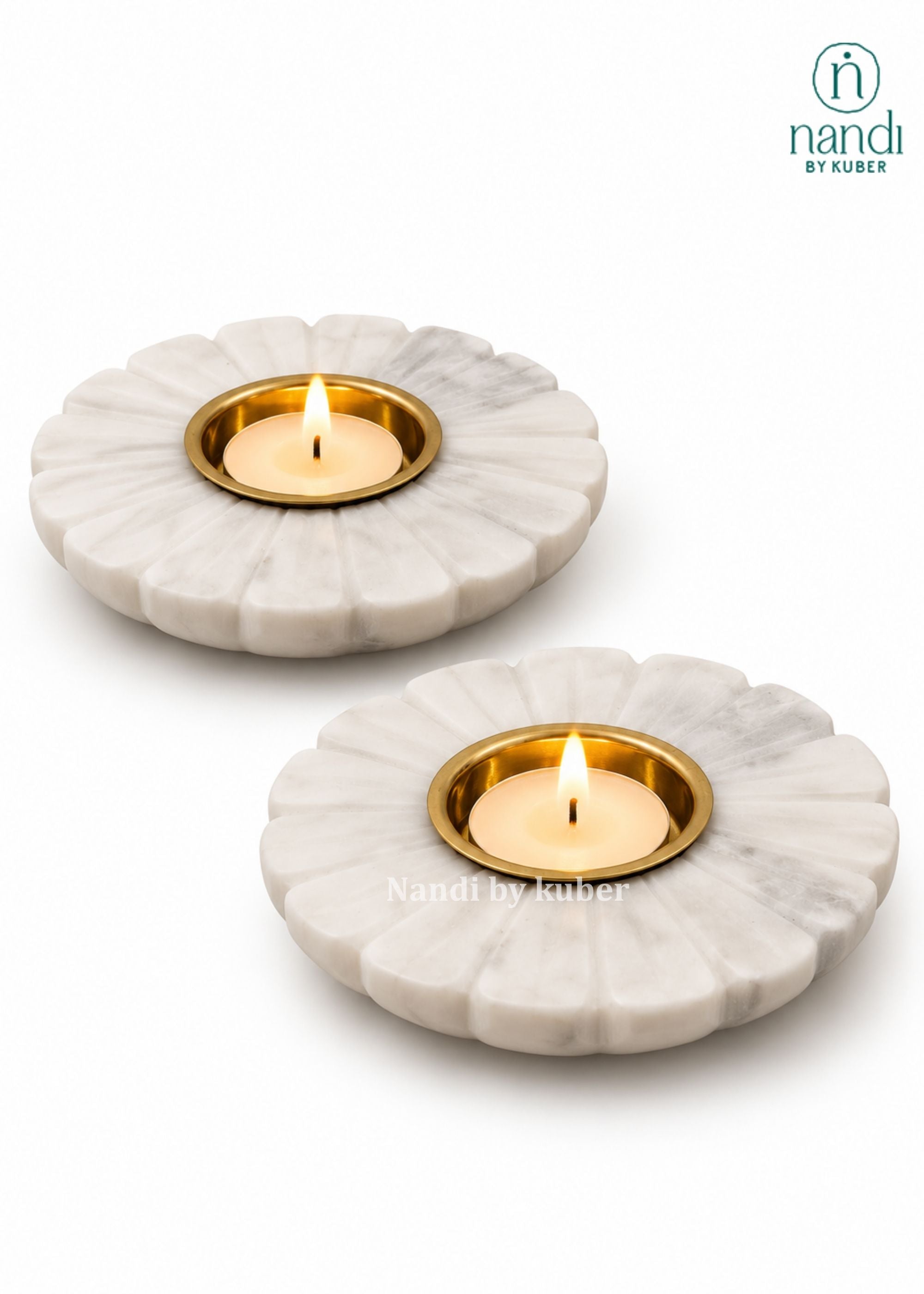 Marble Flower Candle Stand (Set of 2) - angle 5