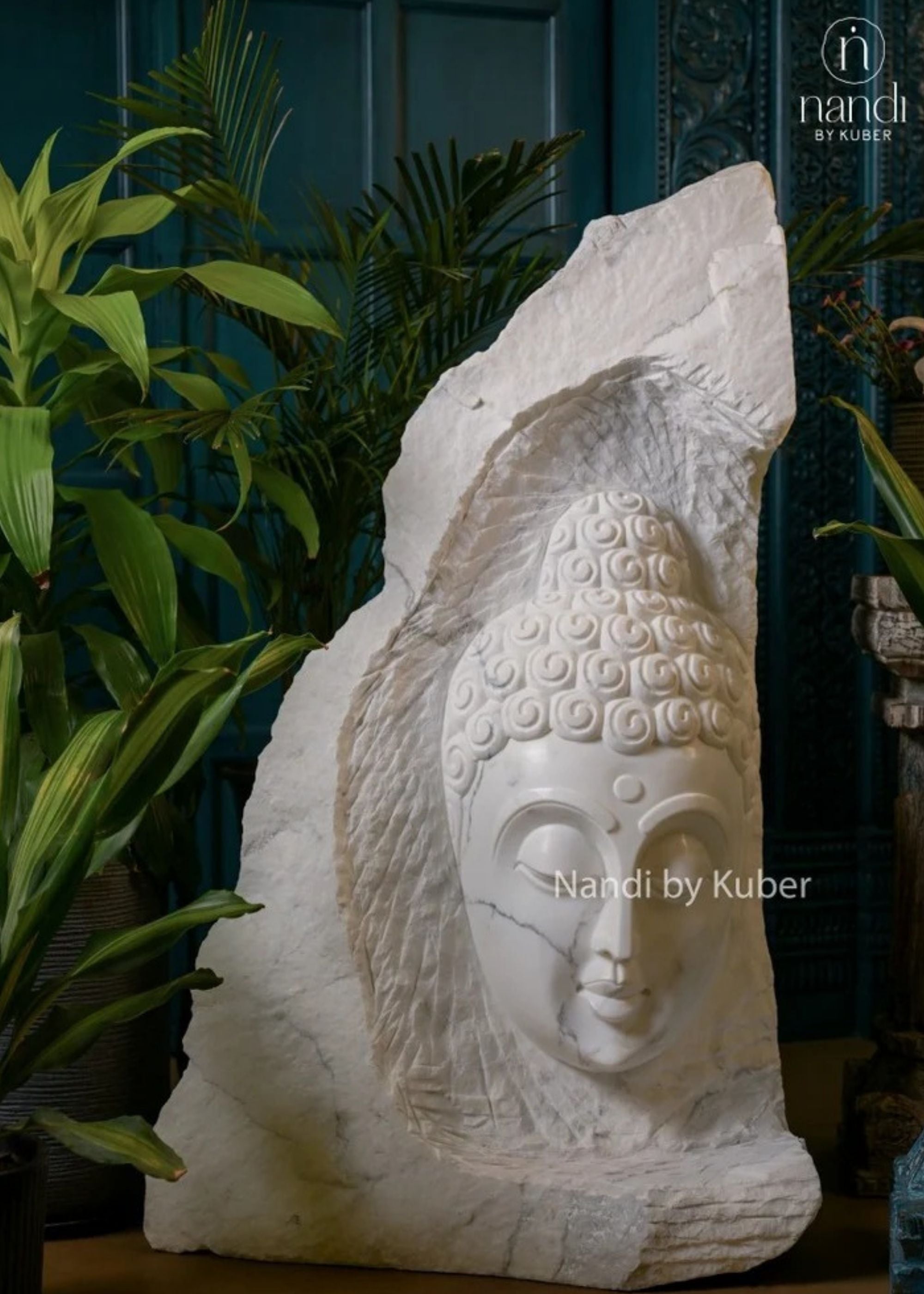 Marble Natural Raw Stone Buddha Face