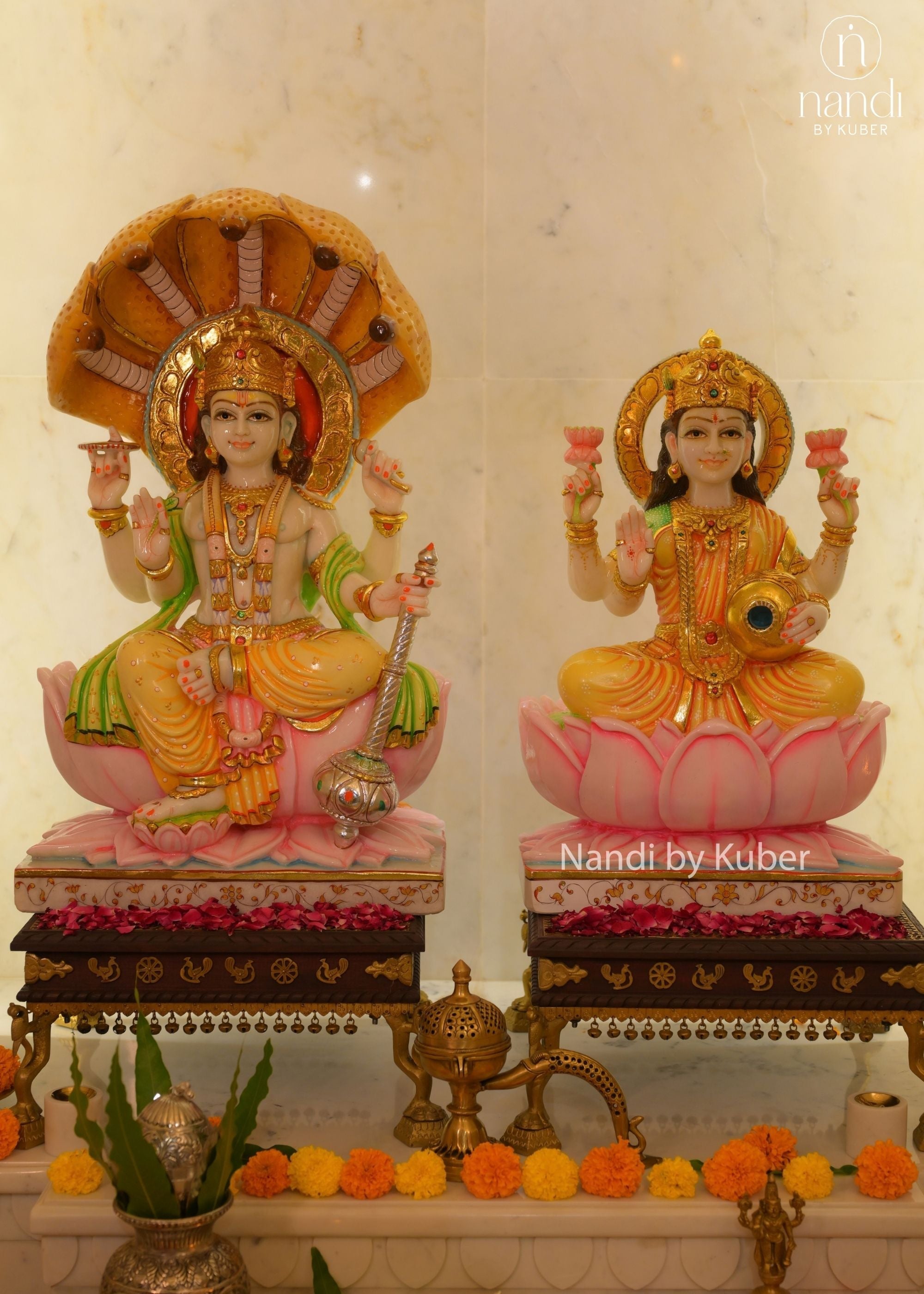 Marble Vishnu Laxmi Pair