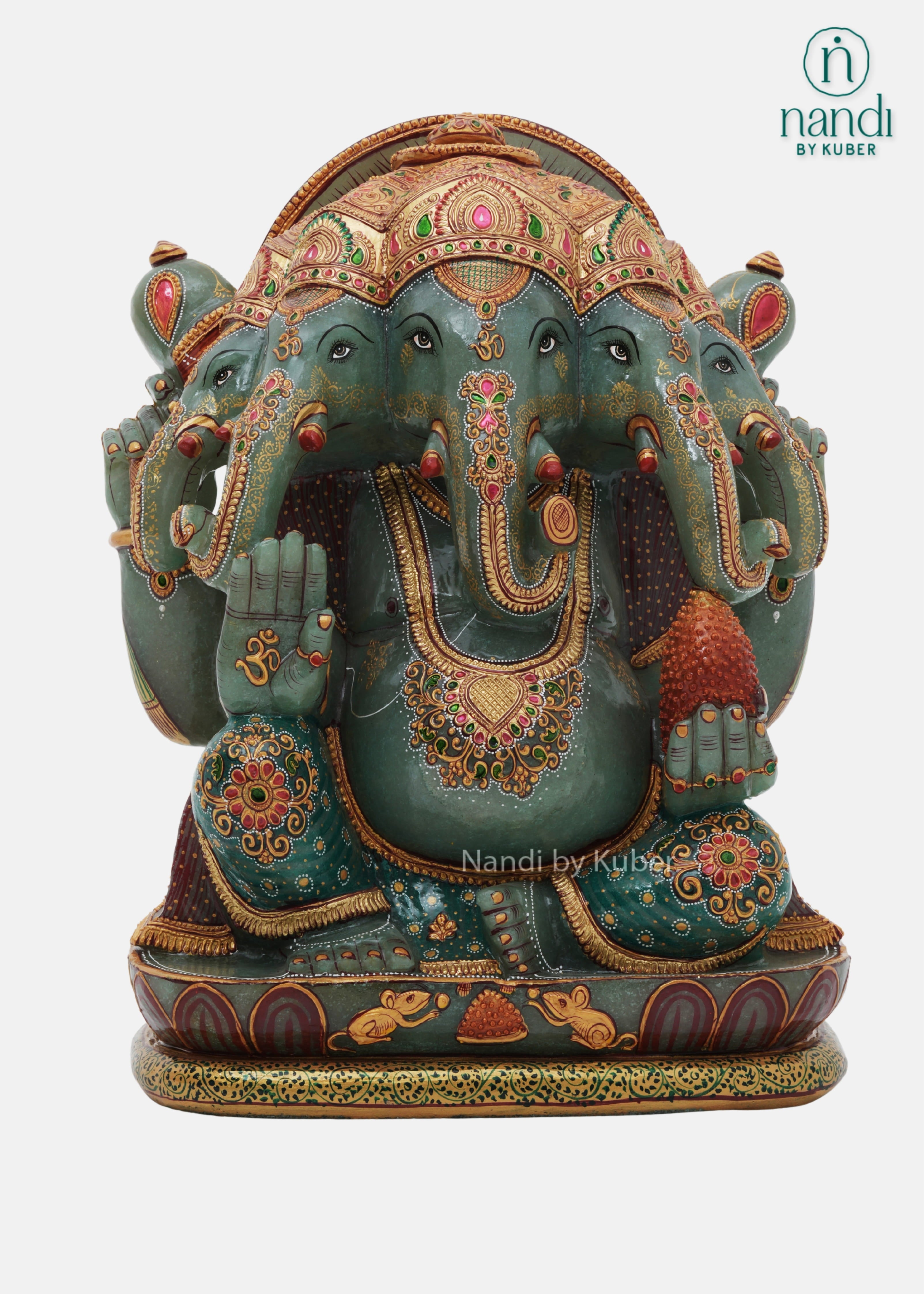 Jade Stone 5 Face Ganesha