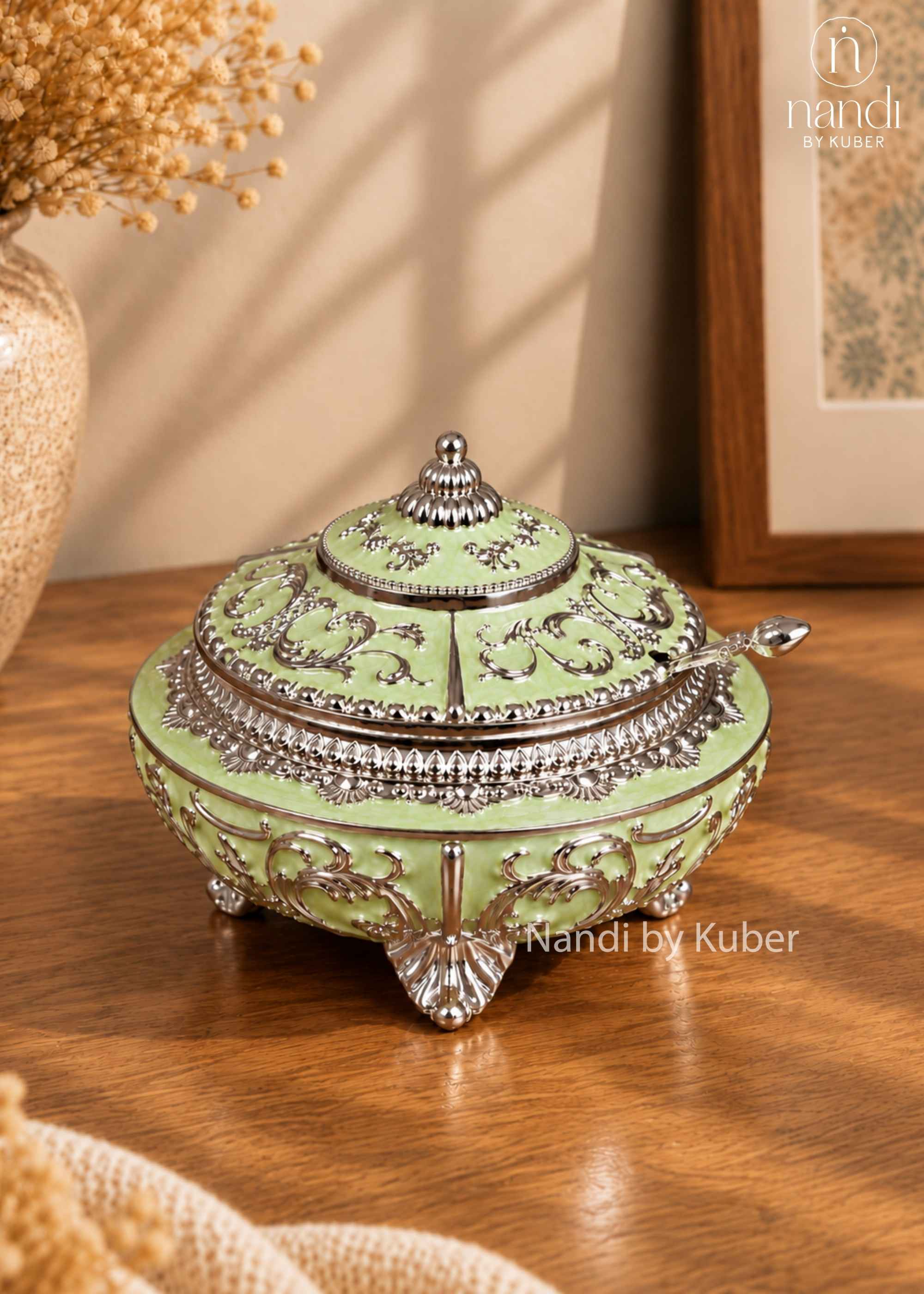 Metal Sugar Pot Green - view 1