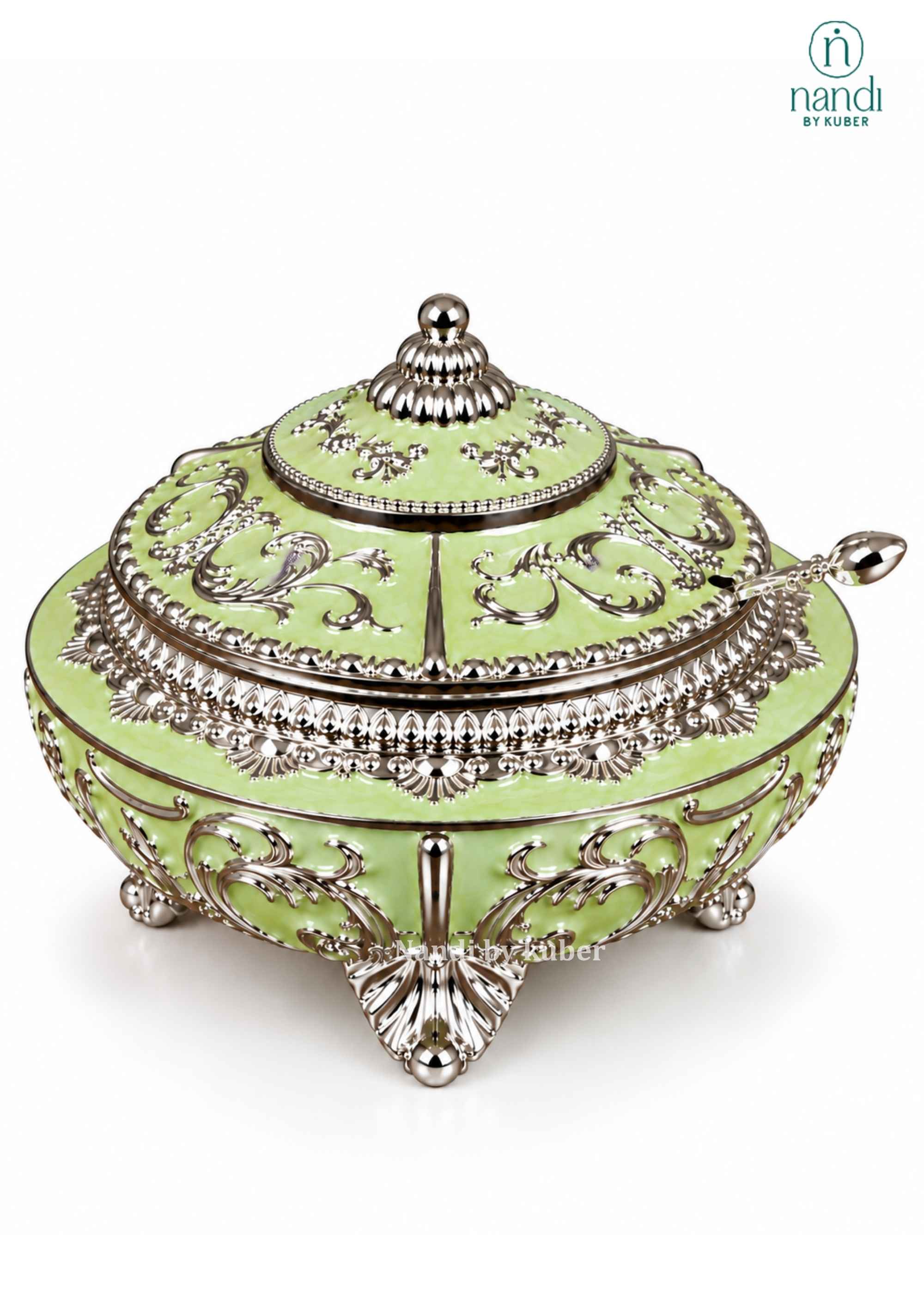 Metal Sugar Pot Green - view 2