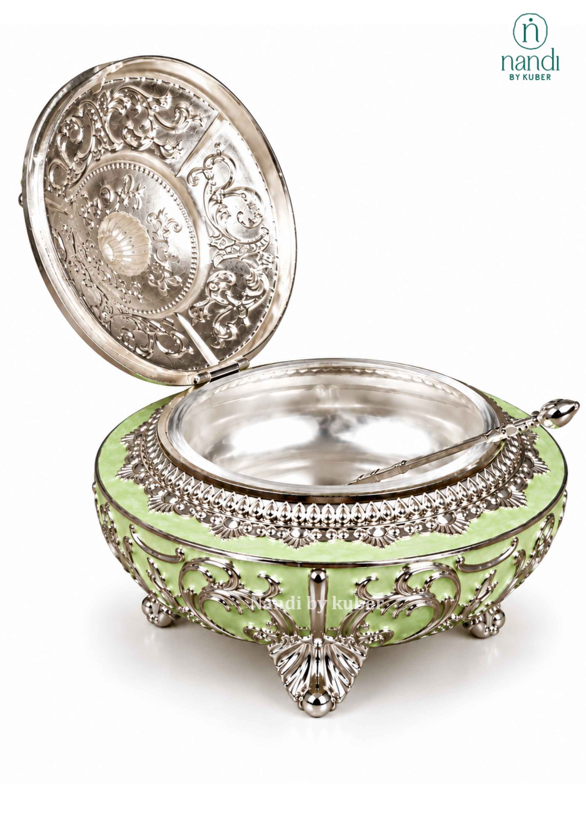 Metal Sugar Pot Green - view 3
