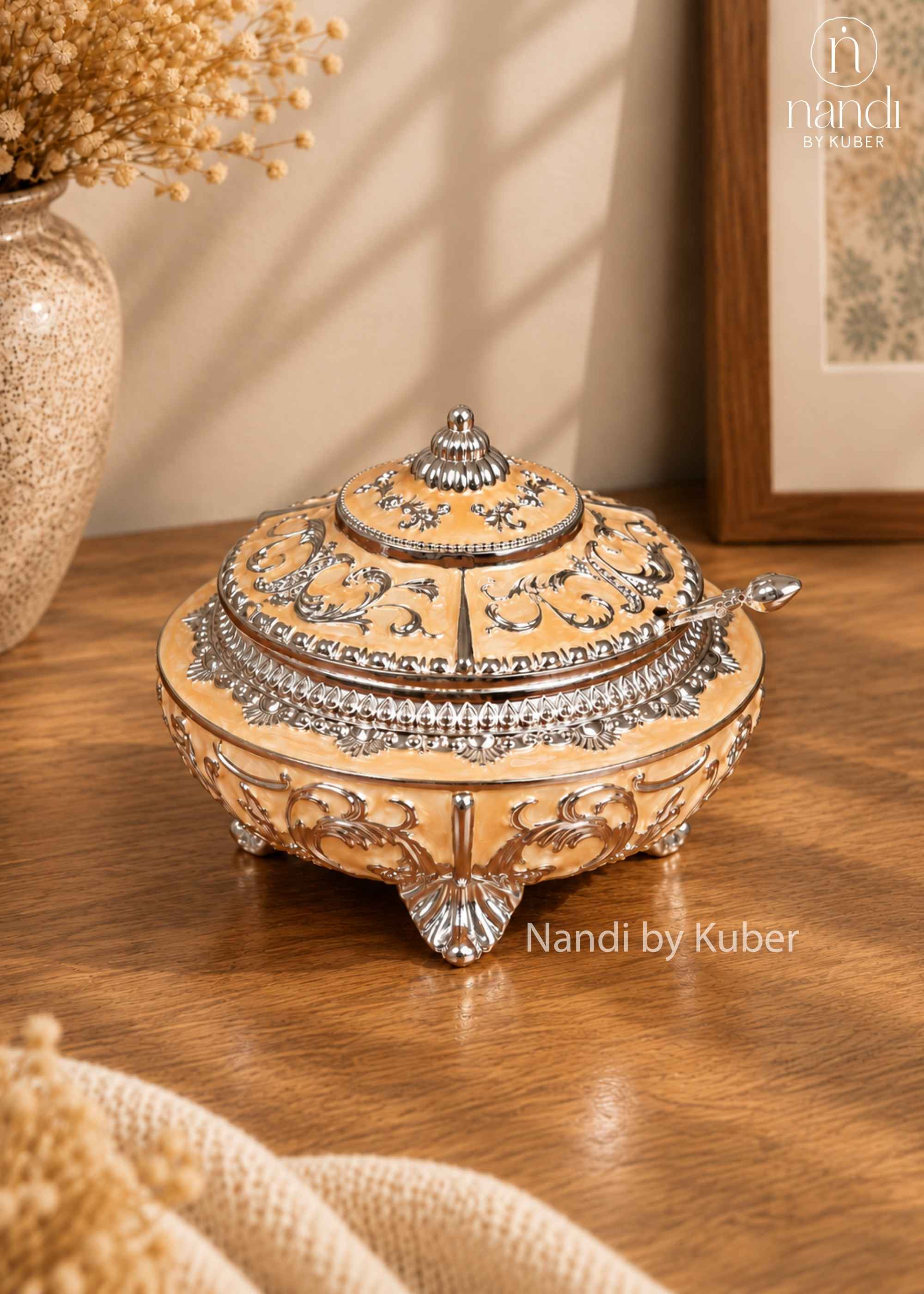Metal Sugar Pot Peach - view 1