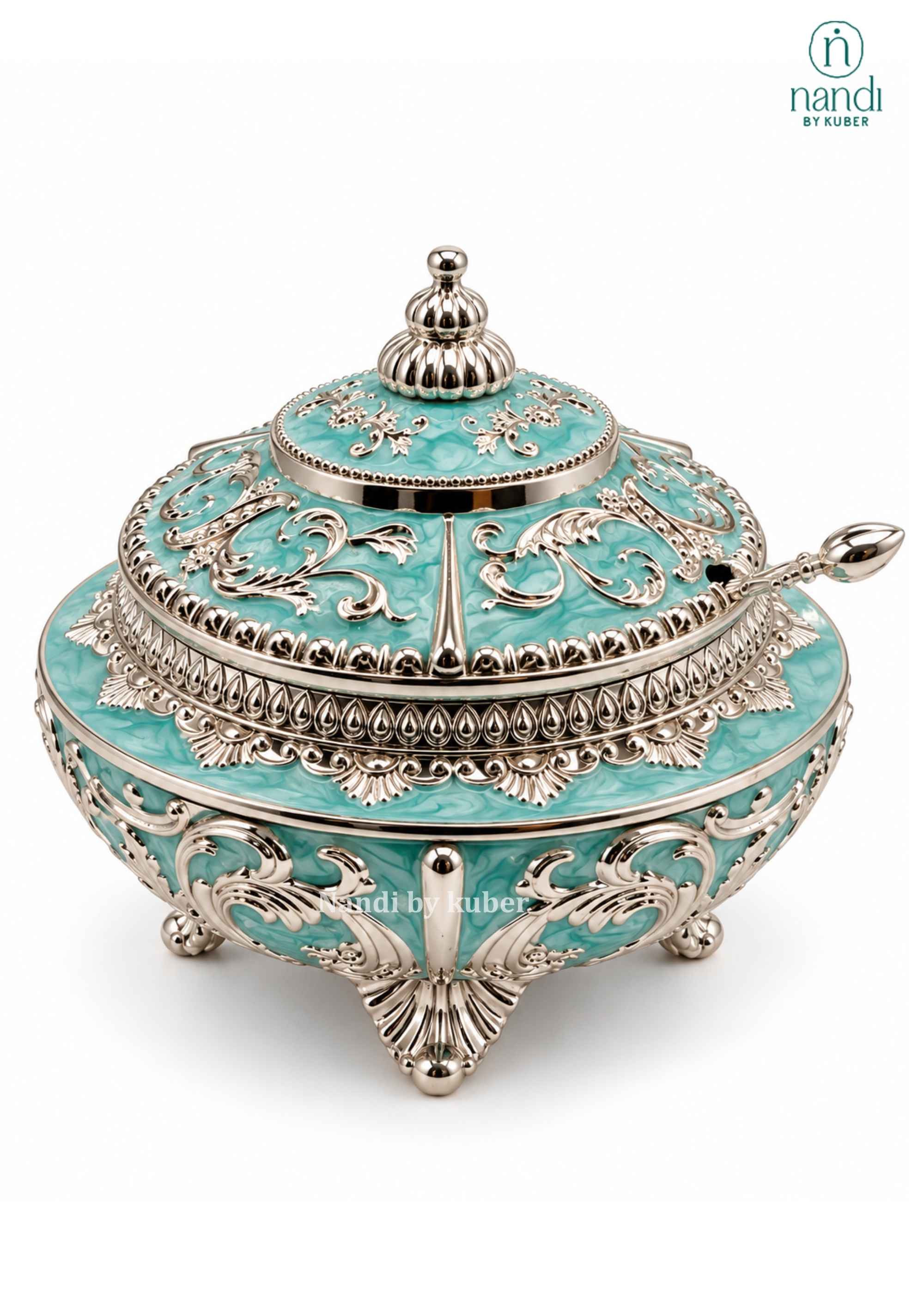 Metal Sugar Pot Turquoise - view 2