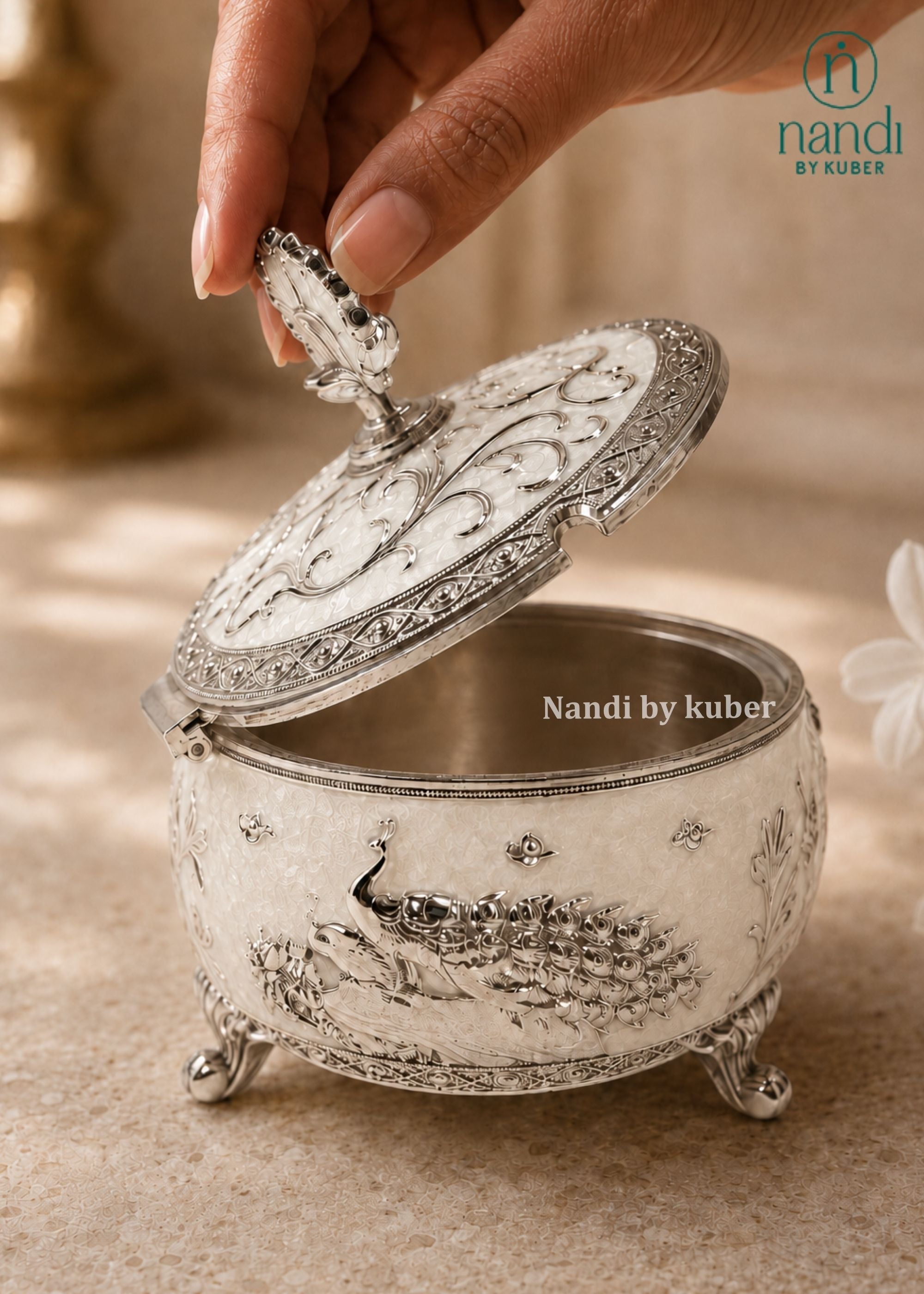 White Metal Bowl White - additional view