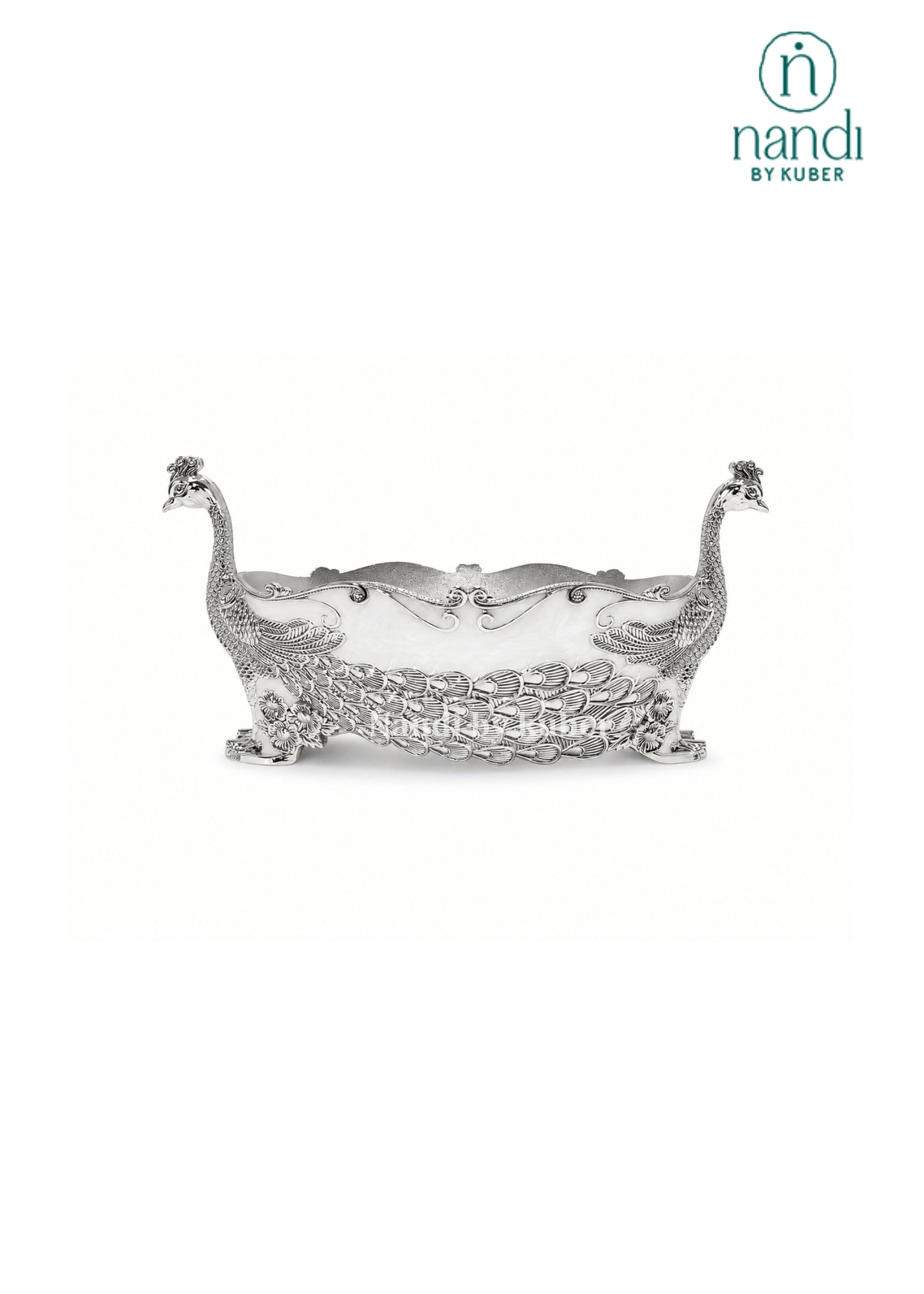 White Metal Peacock Bowl White - view 3