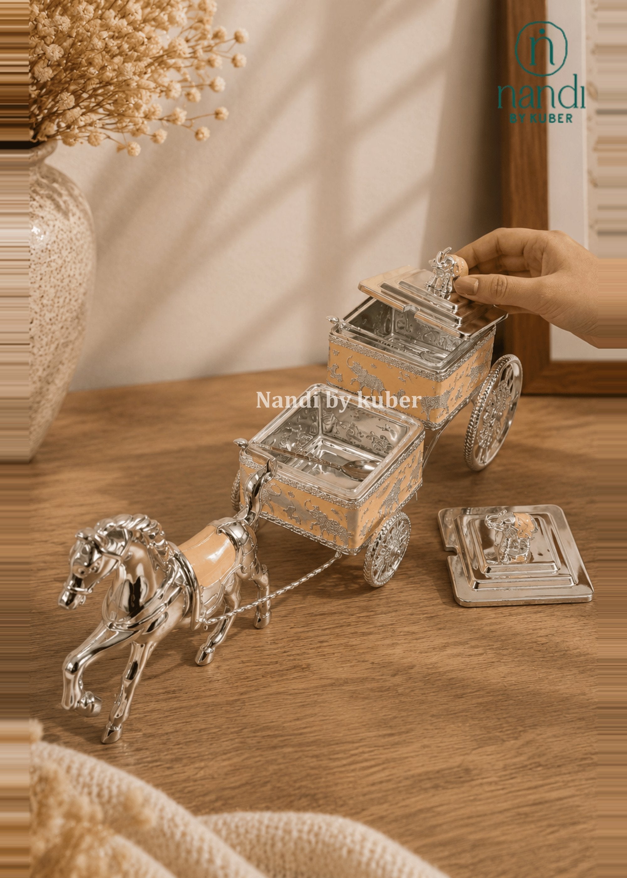 White Metal Horse Rath Bowl Peach - view 2