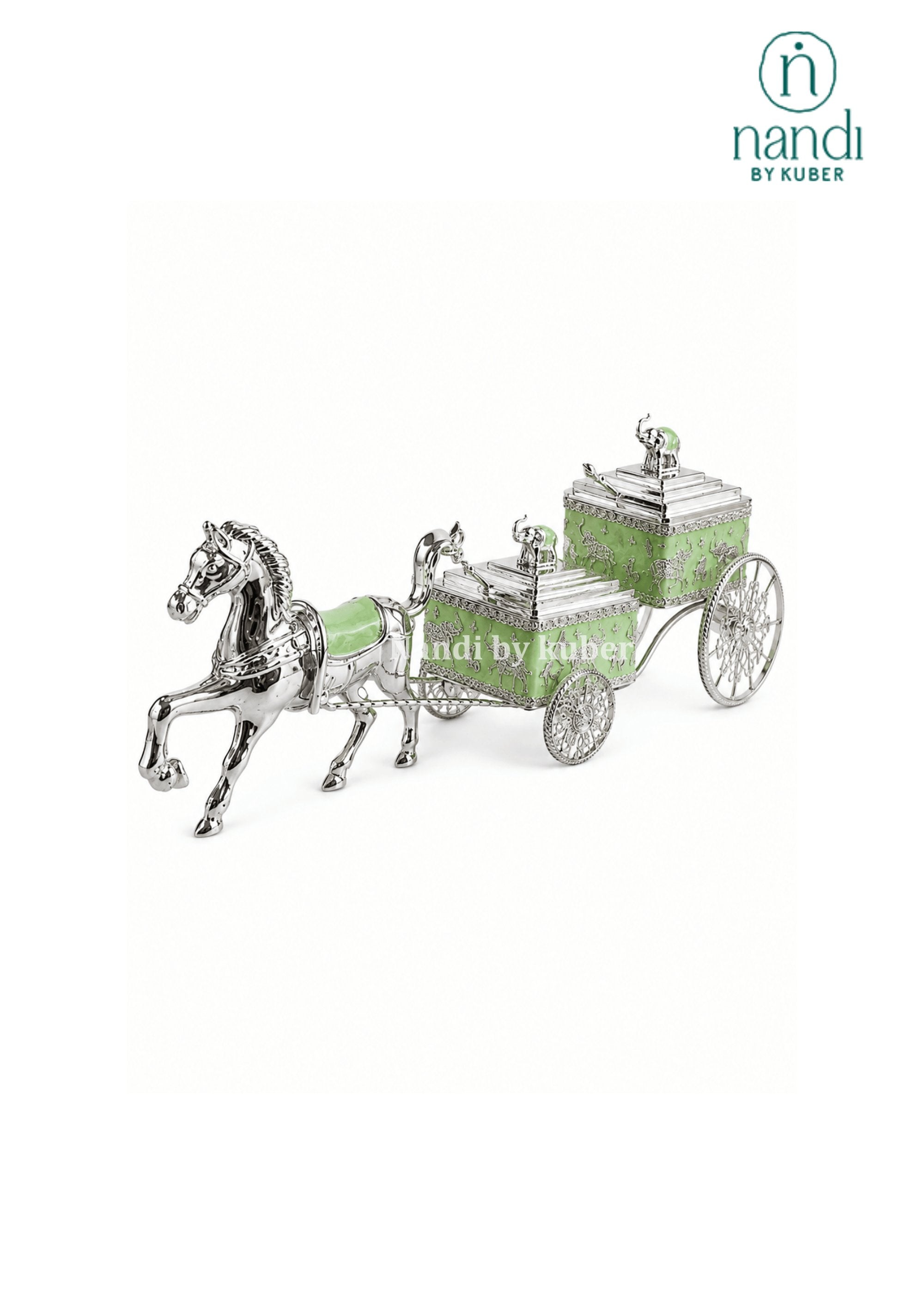 White Metal Horse Rath Bowl Green - view 1