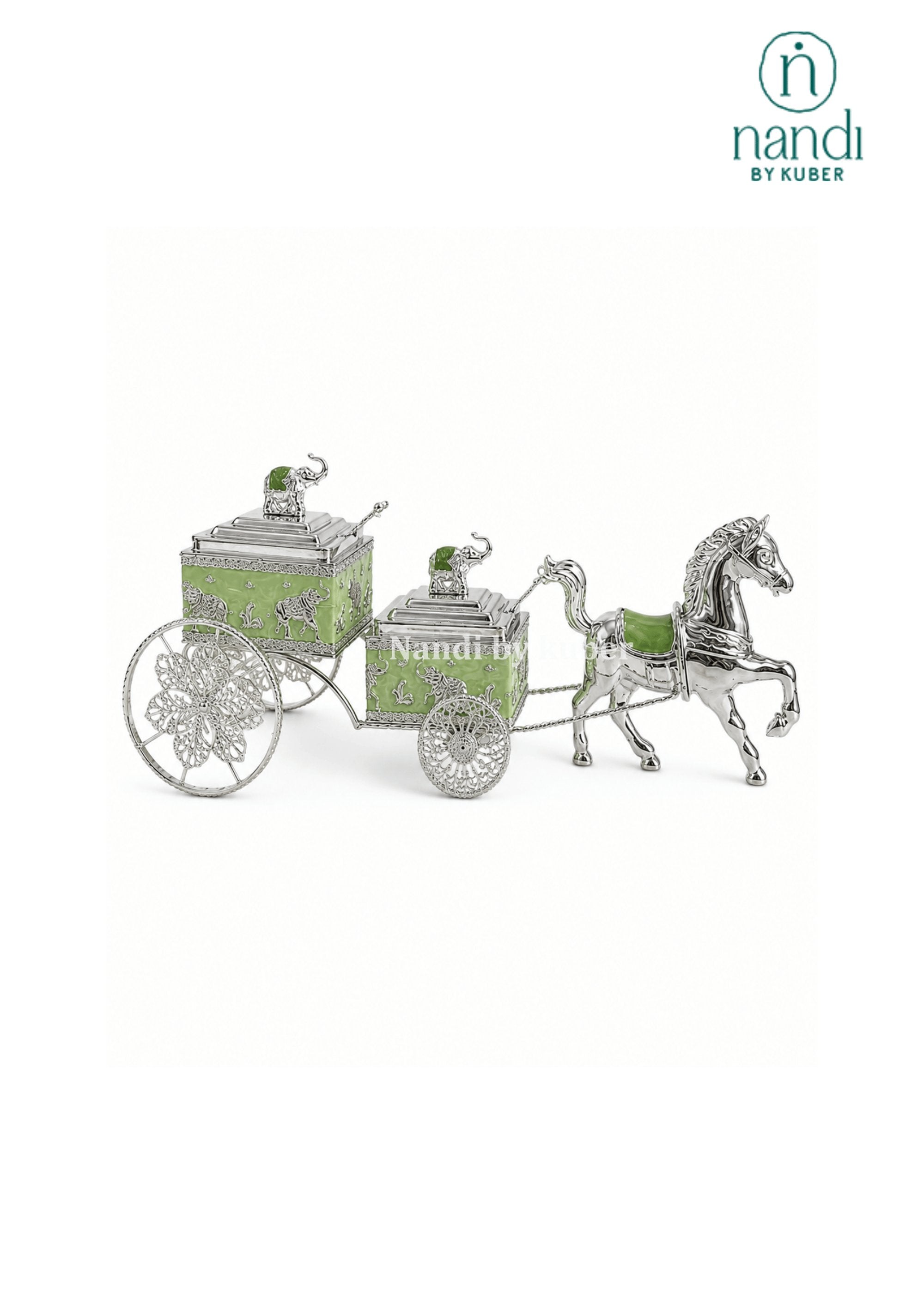 White Metal Horse Rath Bowl Green - view 4