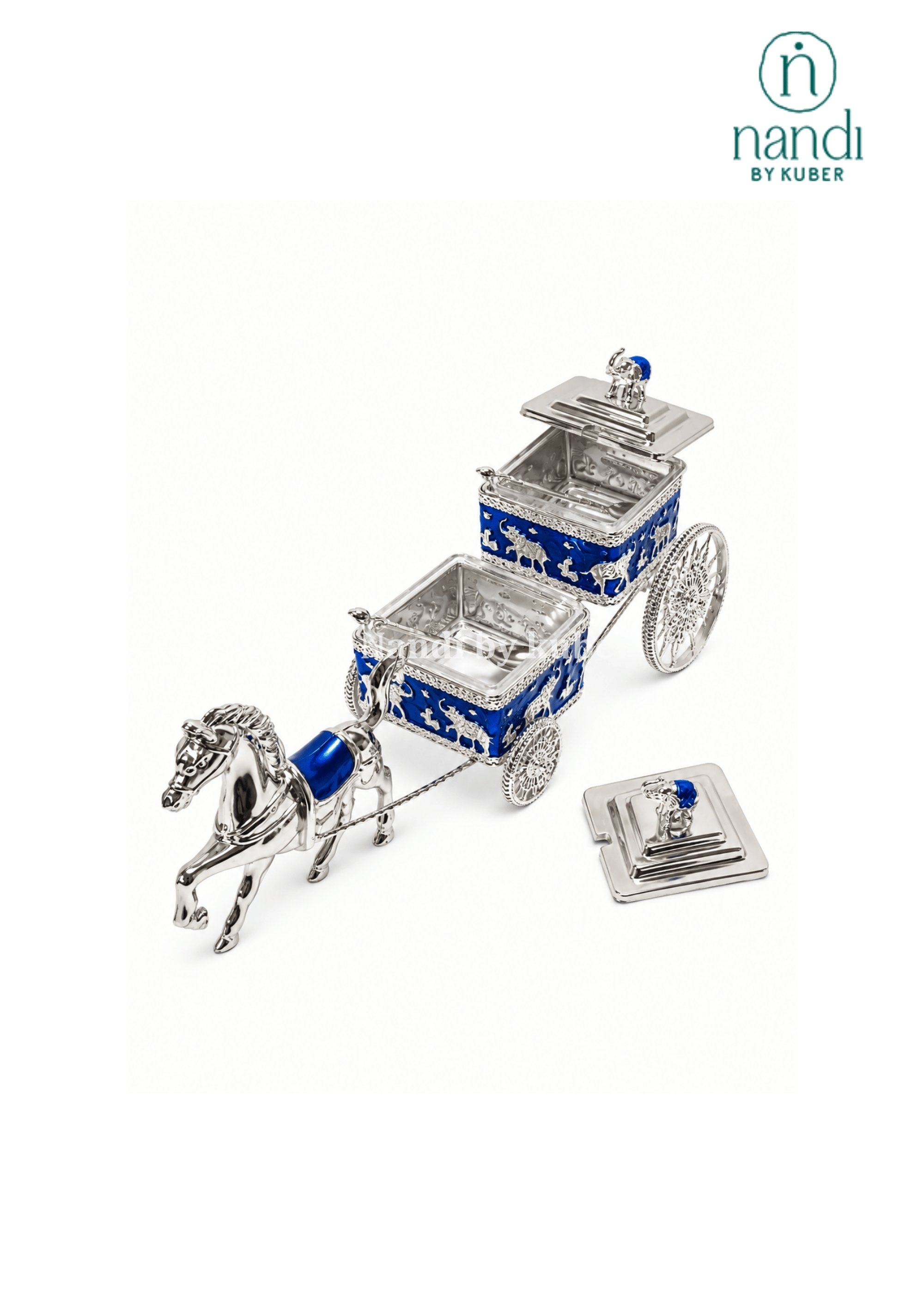 White Metal Horse Rath Bowl Blue - view 1