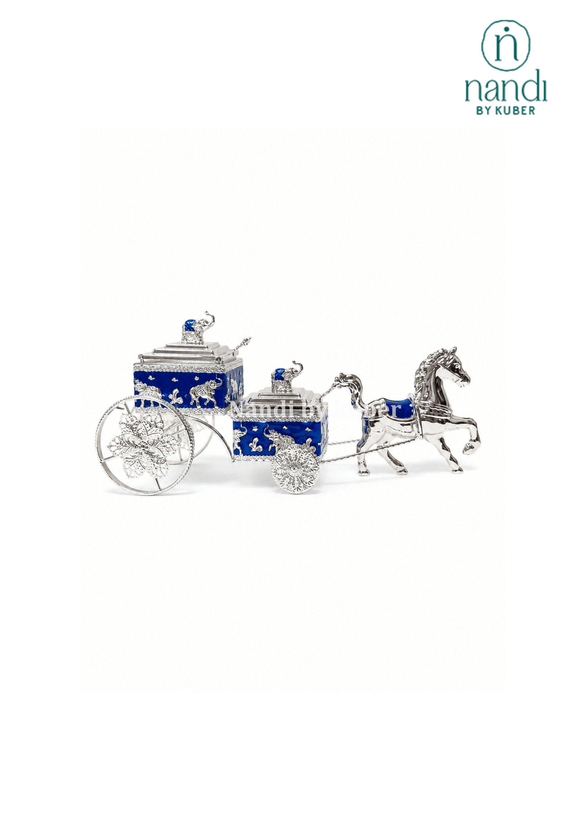 White Metal Horse Rath Bowl Blue - view 3