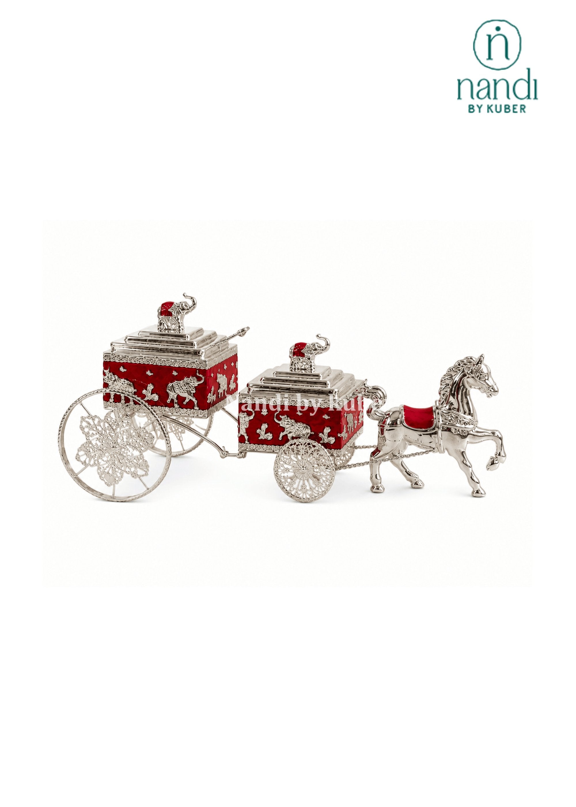 White Metal Horse Rath Bowl Red - view 3