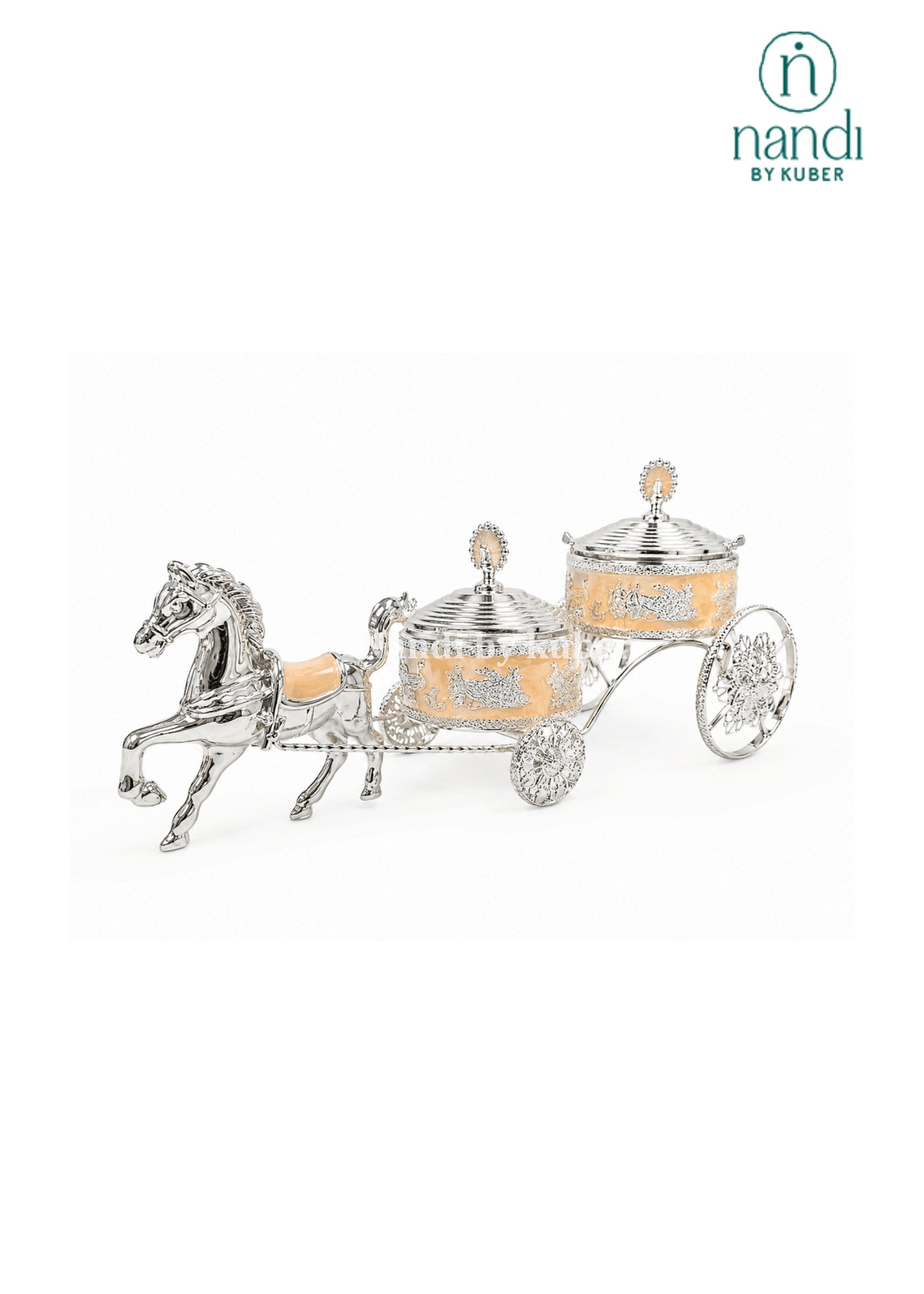 White Metal Horse Rath with Bowl Peach - view 1