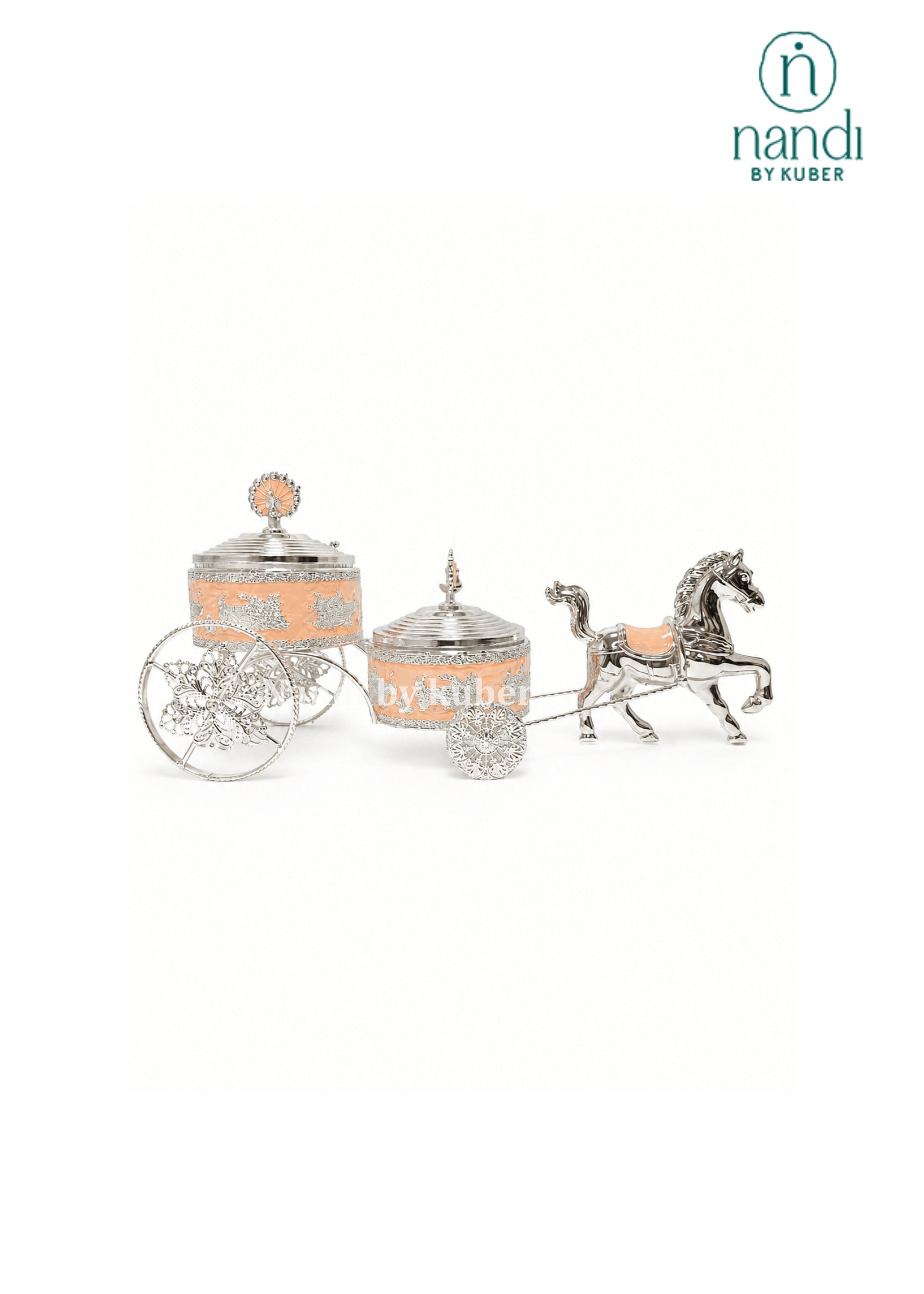 White Metal Horse Rath with Bowl Peach - view 3