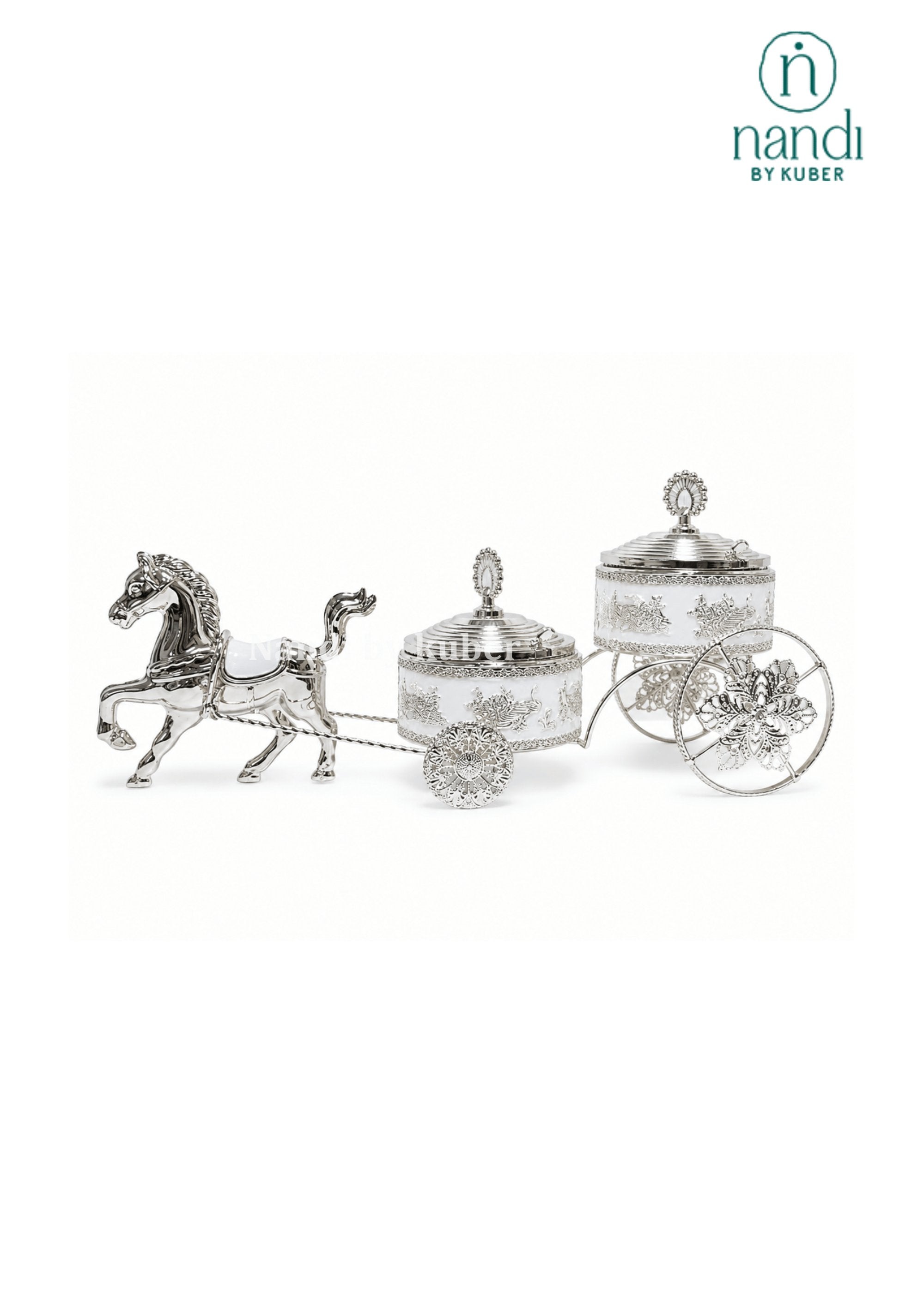 White Metal Horse Rath with Bowl White - view 1