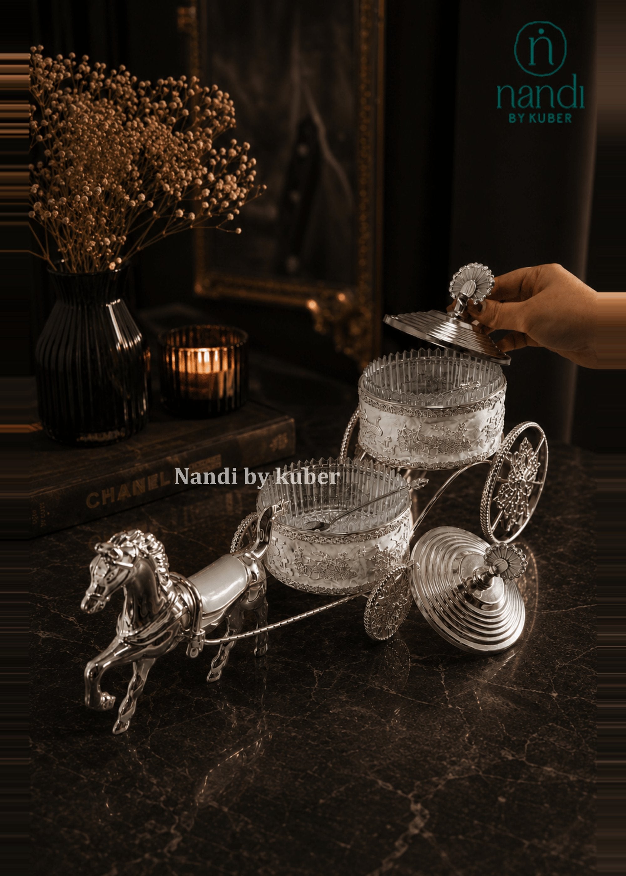 White Metal Horse Rath with Bowl White - view 2