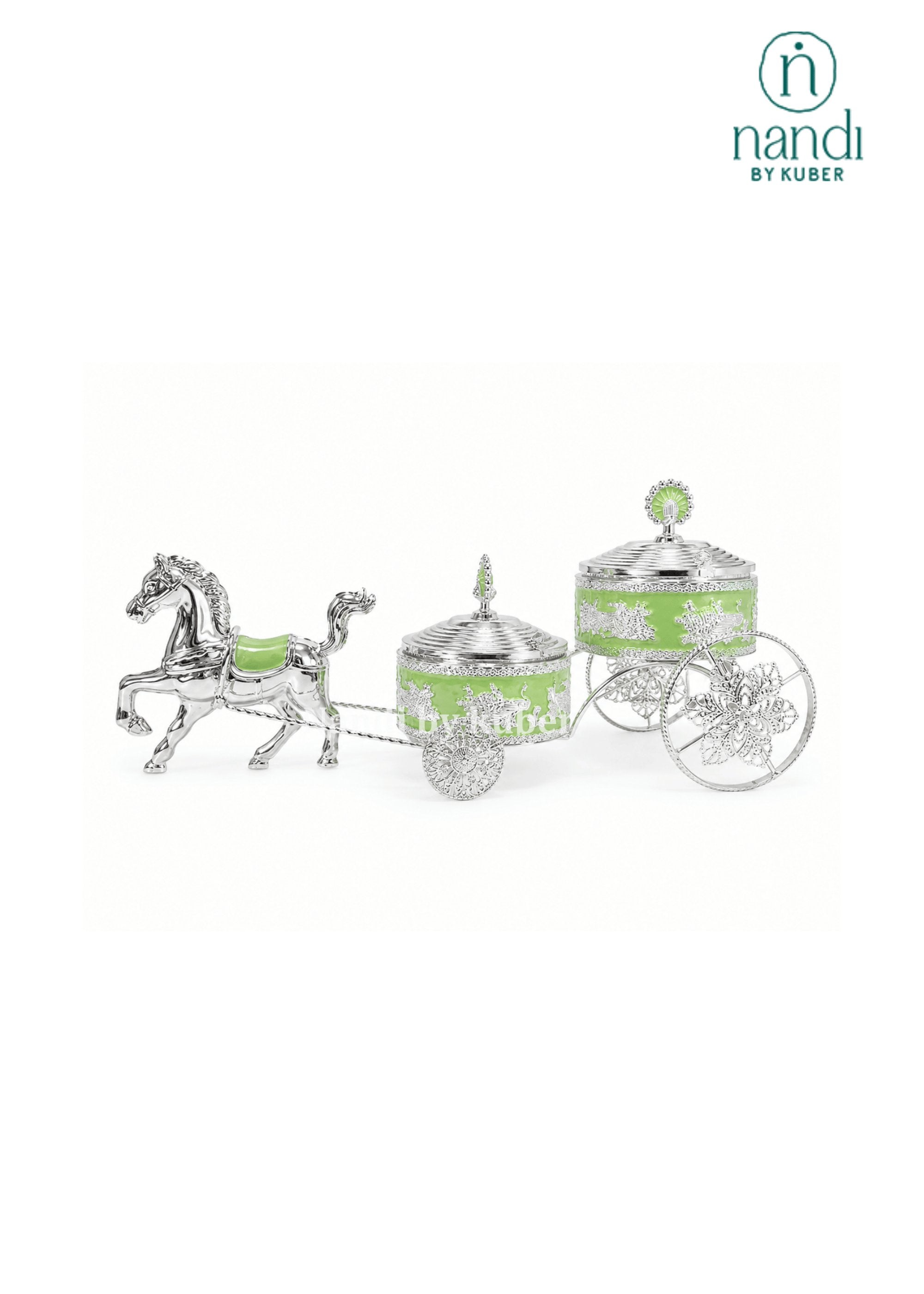 White Metal Horse Rath with Bowl Green - view 1