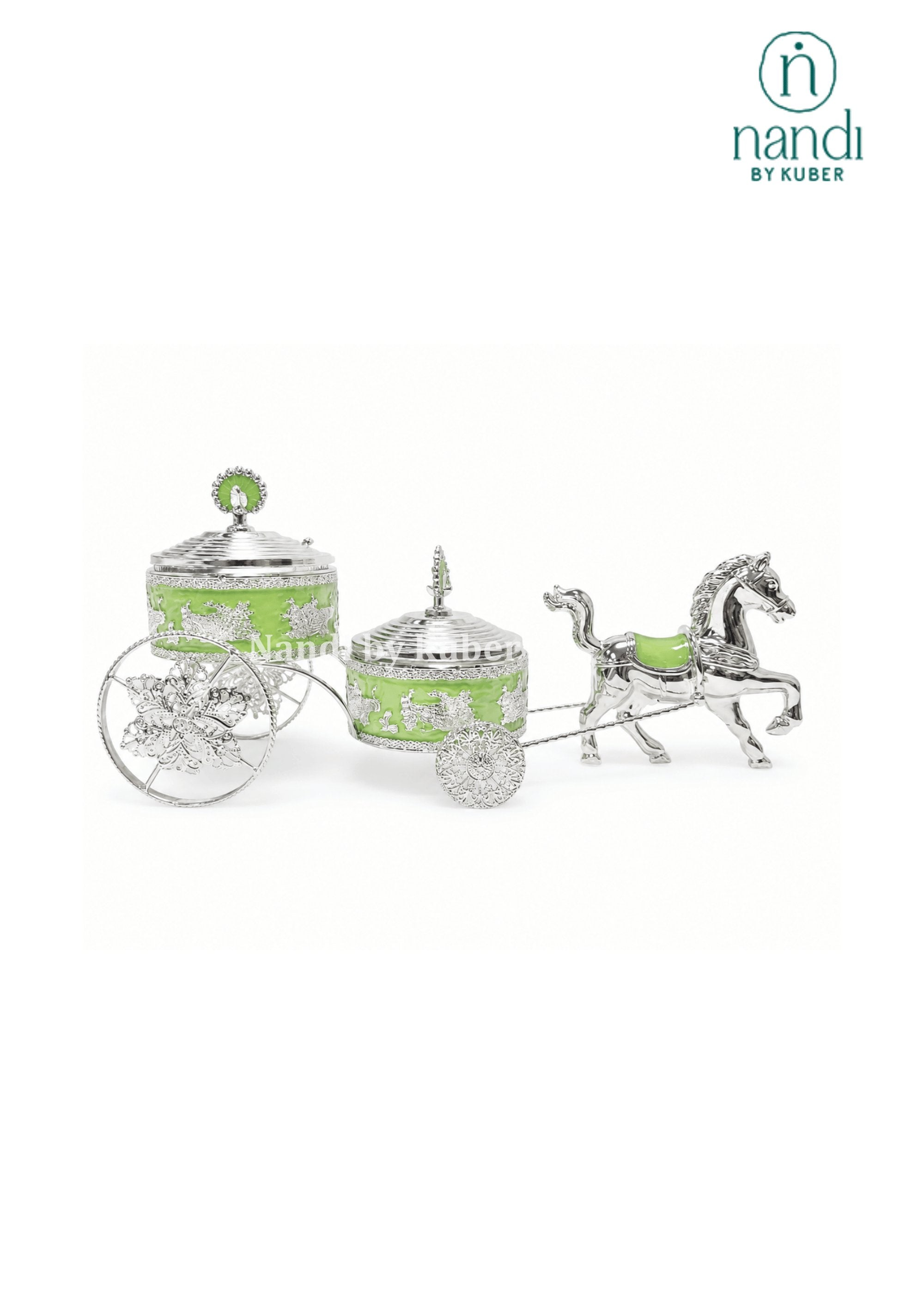 White Metal Horse Rath with Bowl Green - view 3